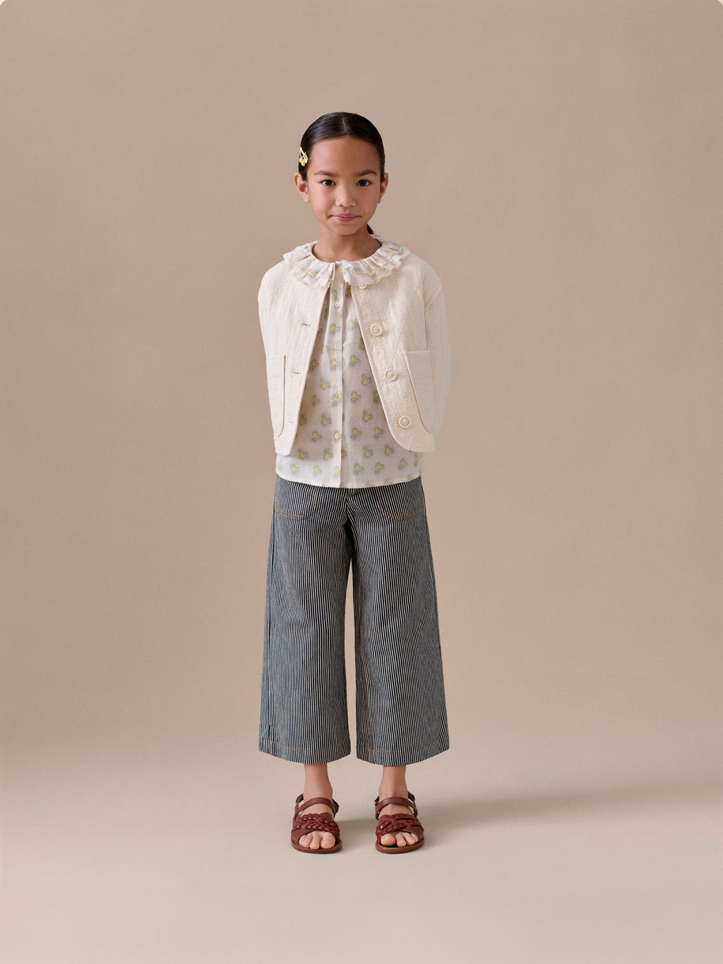 pantalon en jean rayé en coton biologique