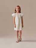 Smocked dress in organic cotton poplin