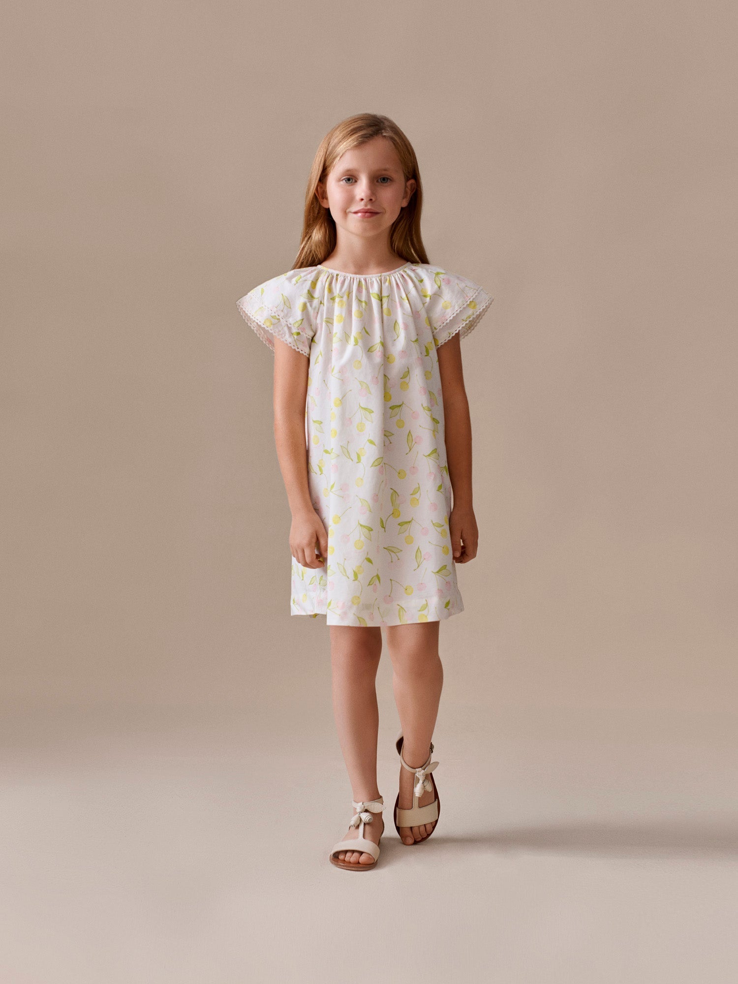 Smocked dress in organic cotton poplin