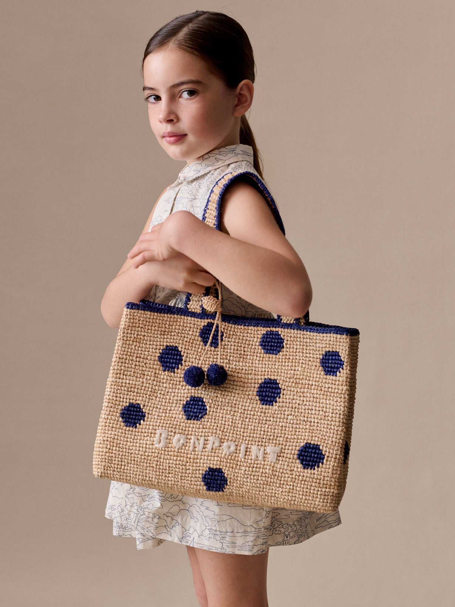 Handmade raf bag with polka dots