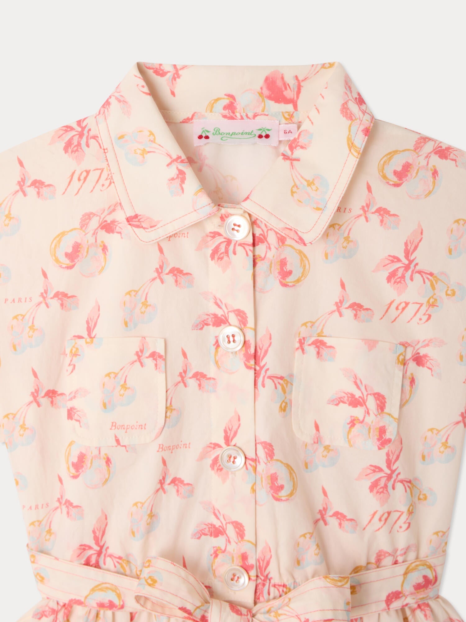 dress with cherry print in organic cotton