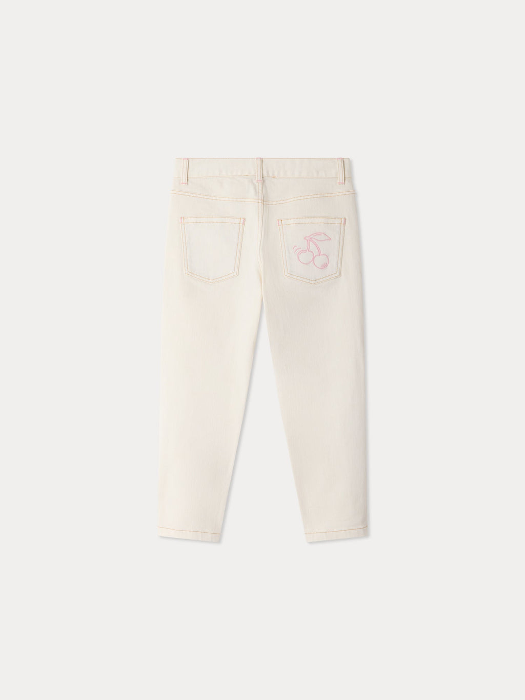 pantalon droit en jean avec motifs brodés en coton biologique