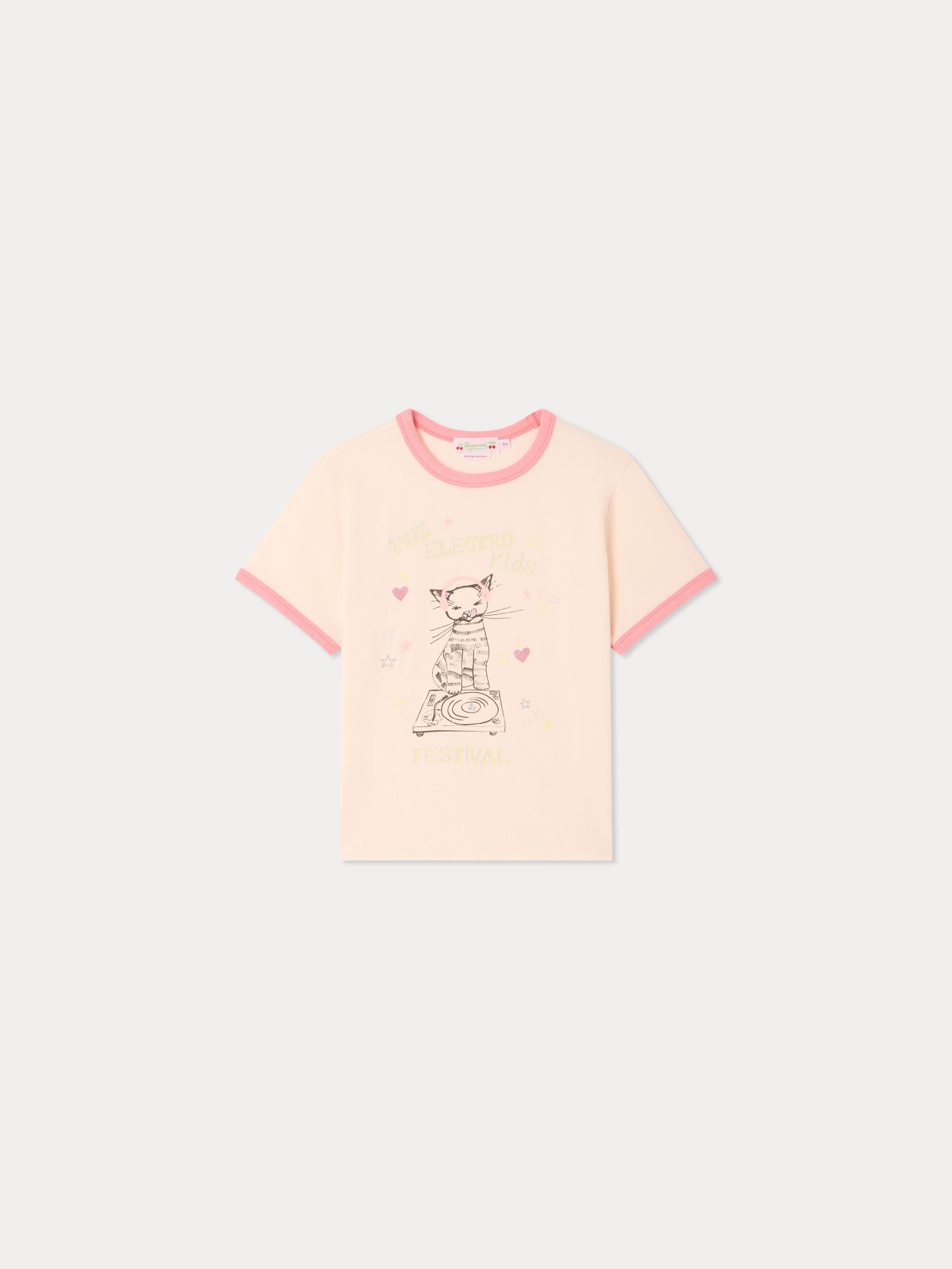 DJ cat print t-shirt in organic cotton