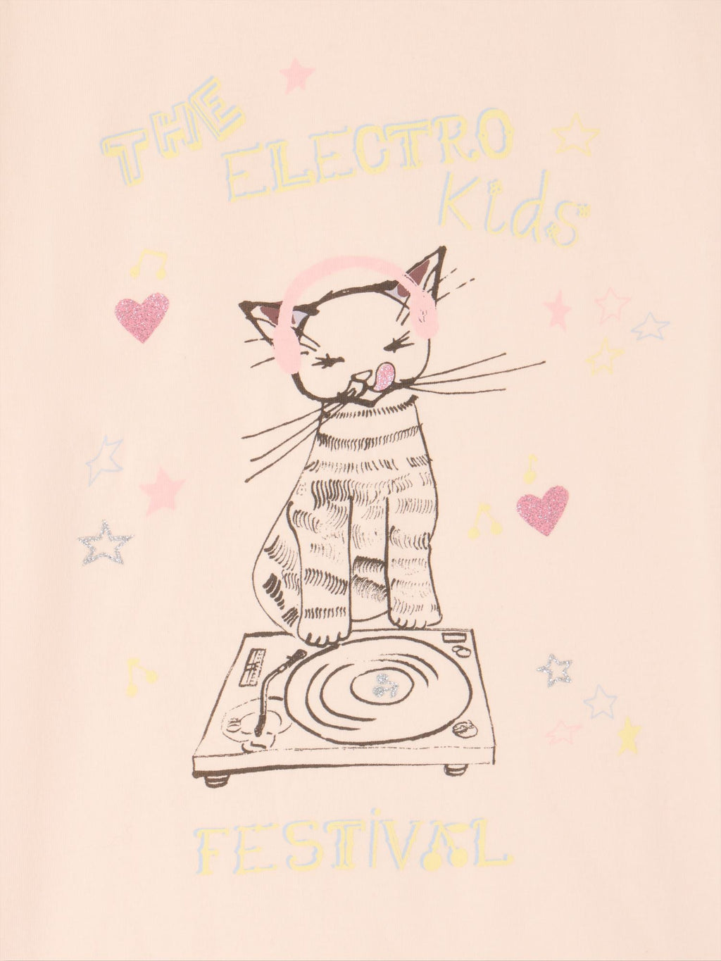 DJ cat print t-shirt in organic cotton