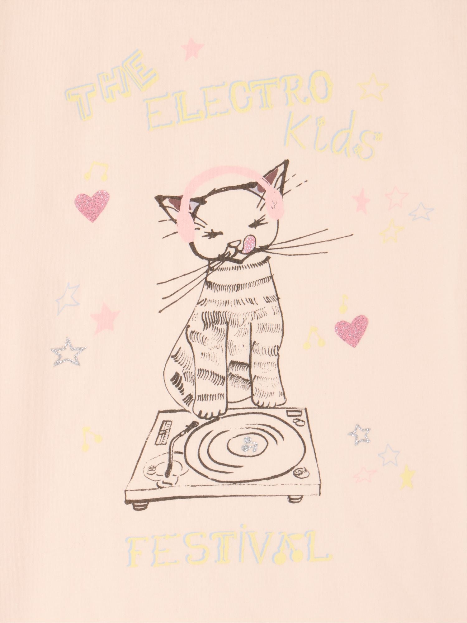 DJ cat print t-shirt in organic cotton