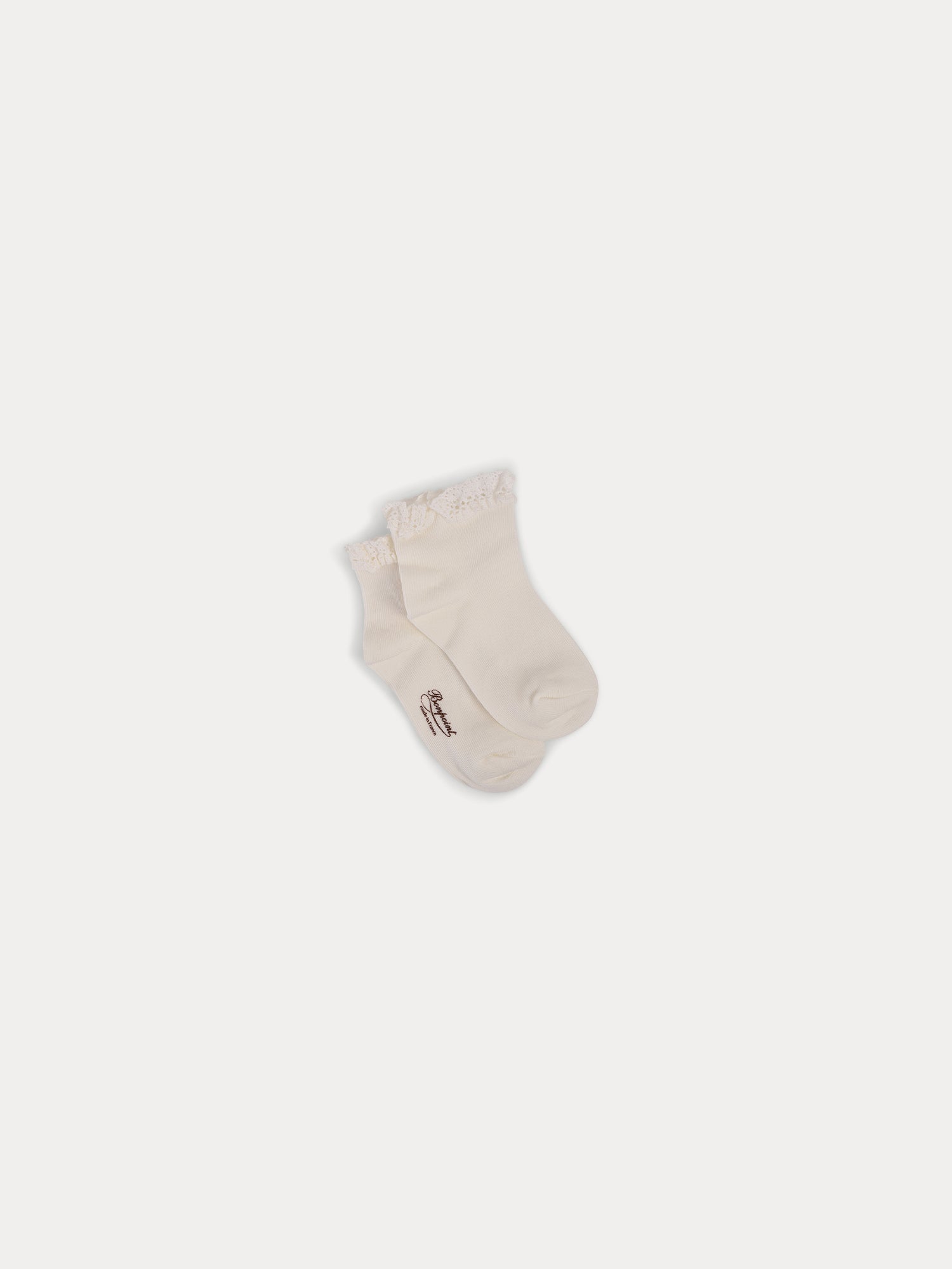 Chaussettes en coton à dentelle blanc cassé