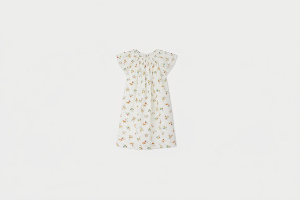smocked dress with floral print