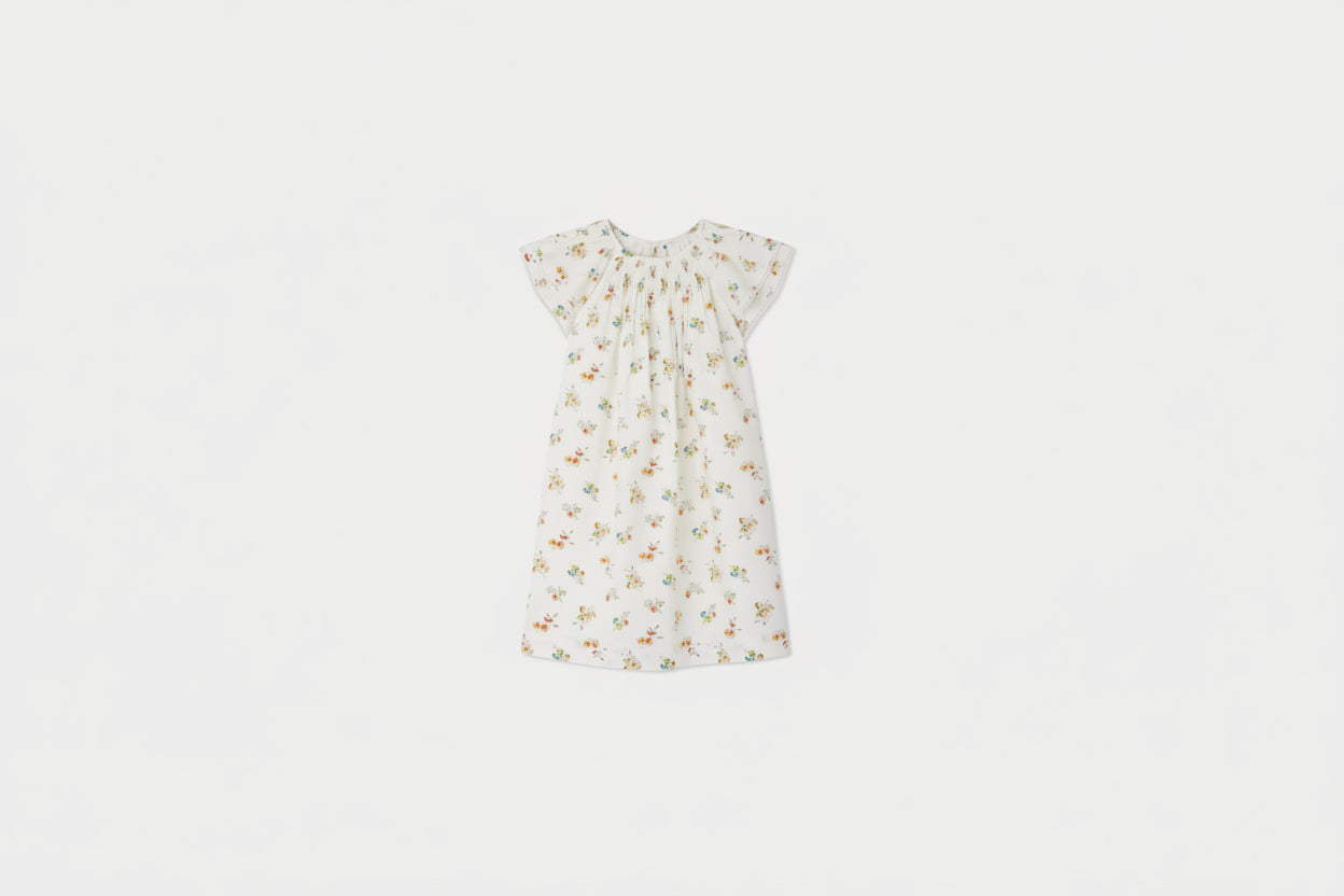 smocked dress with floral print