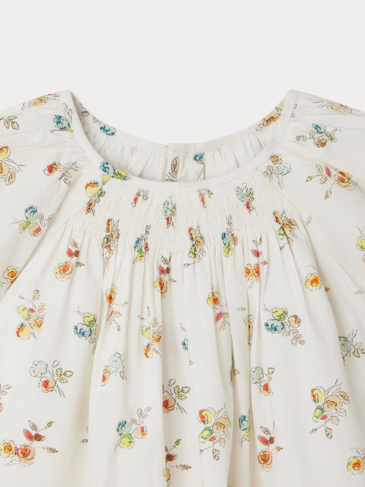 smocked dress with floral print
