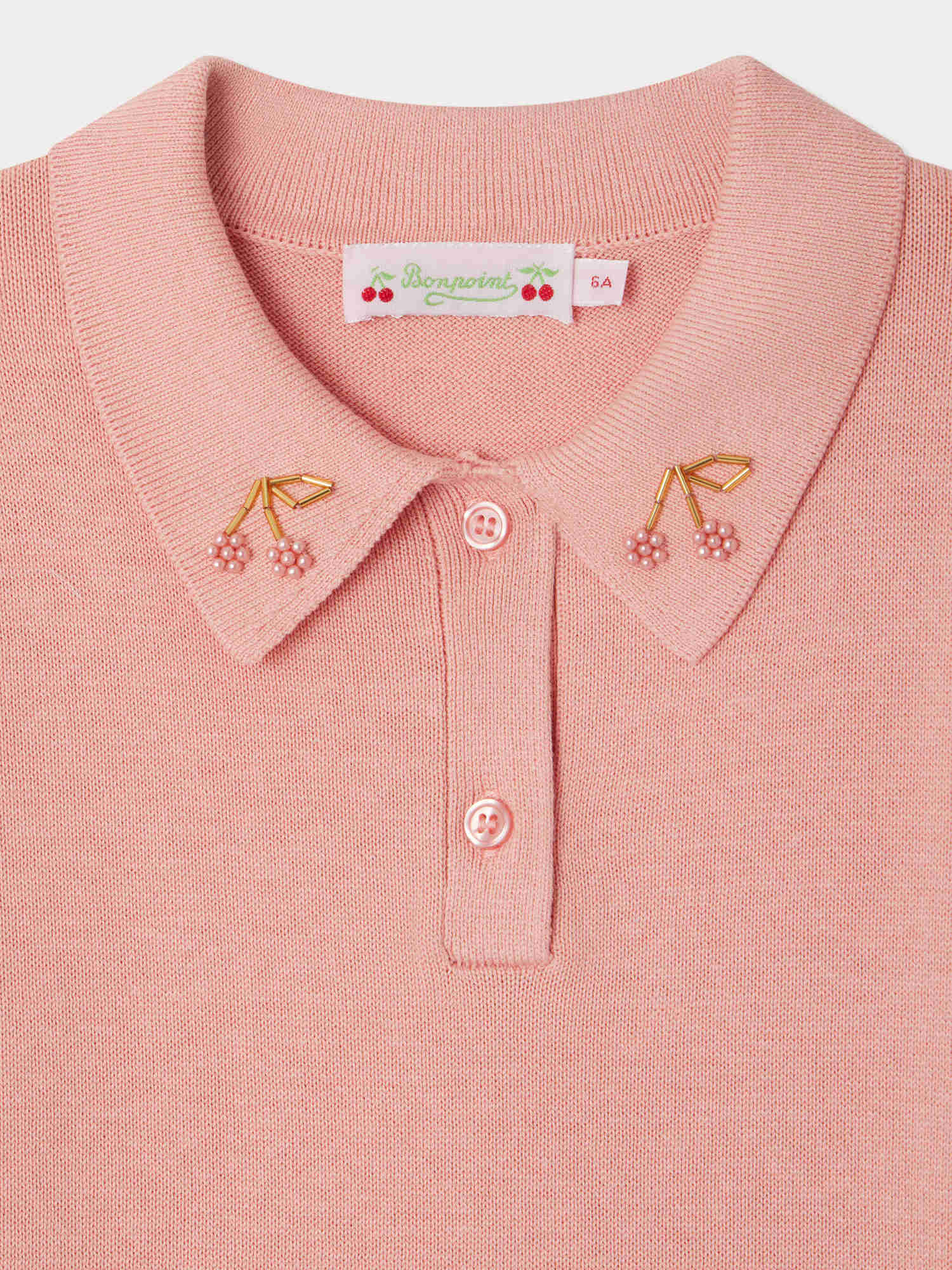 polo avec broderies cerises perlées