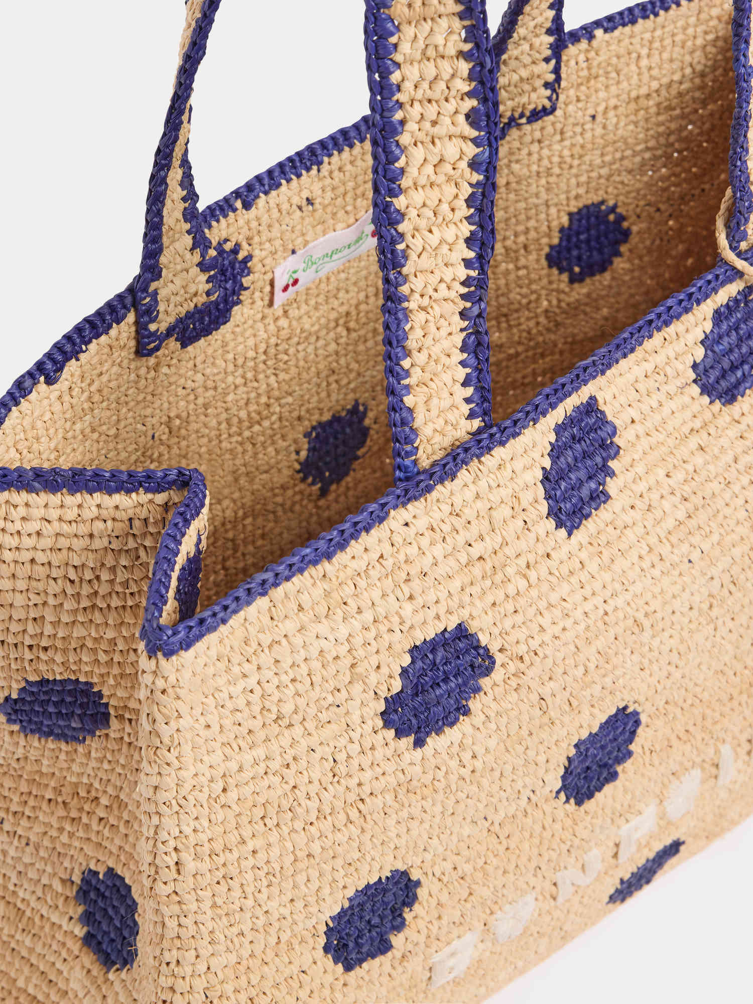 Handmade raf bag with polka dots