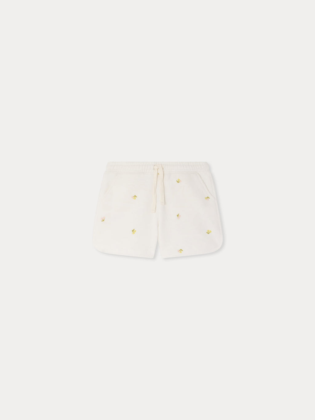 Short en molleton brodé de cerises en coton biologique