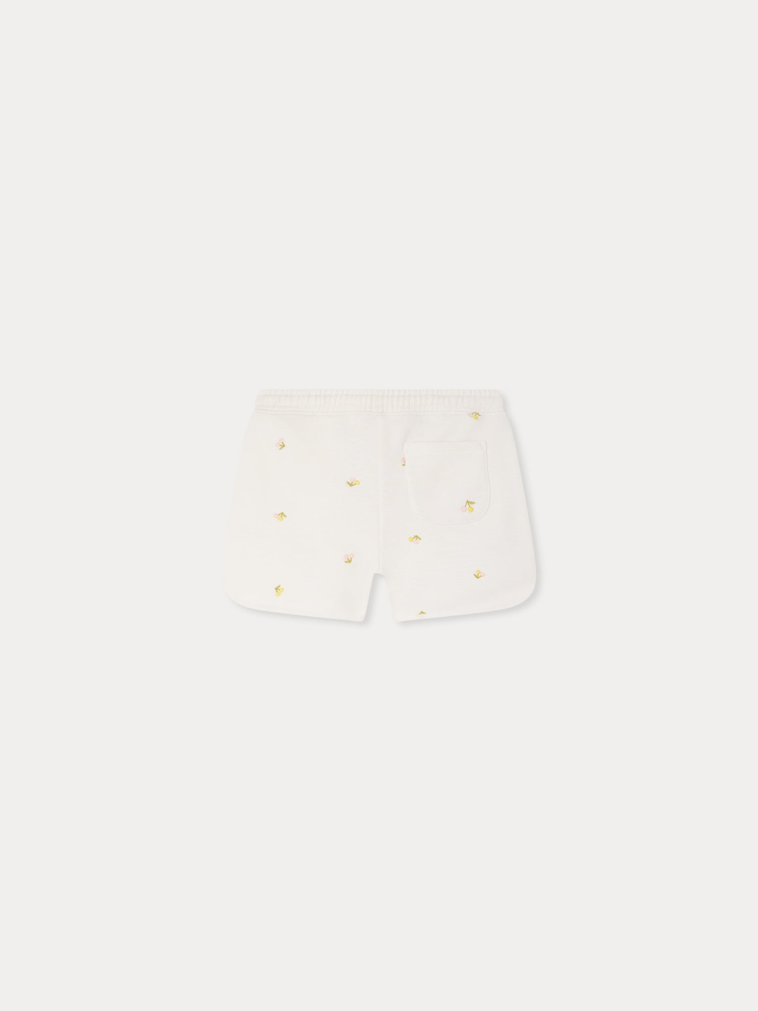 fleece shorts embroidered with cherries in organic cotton