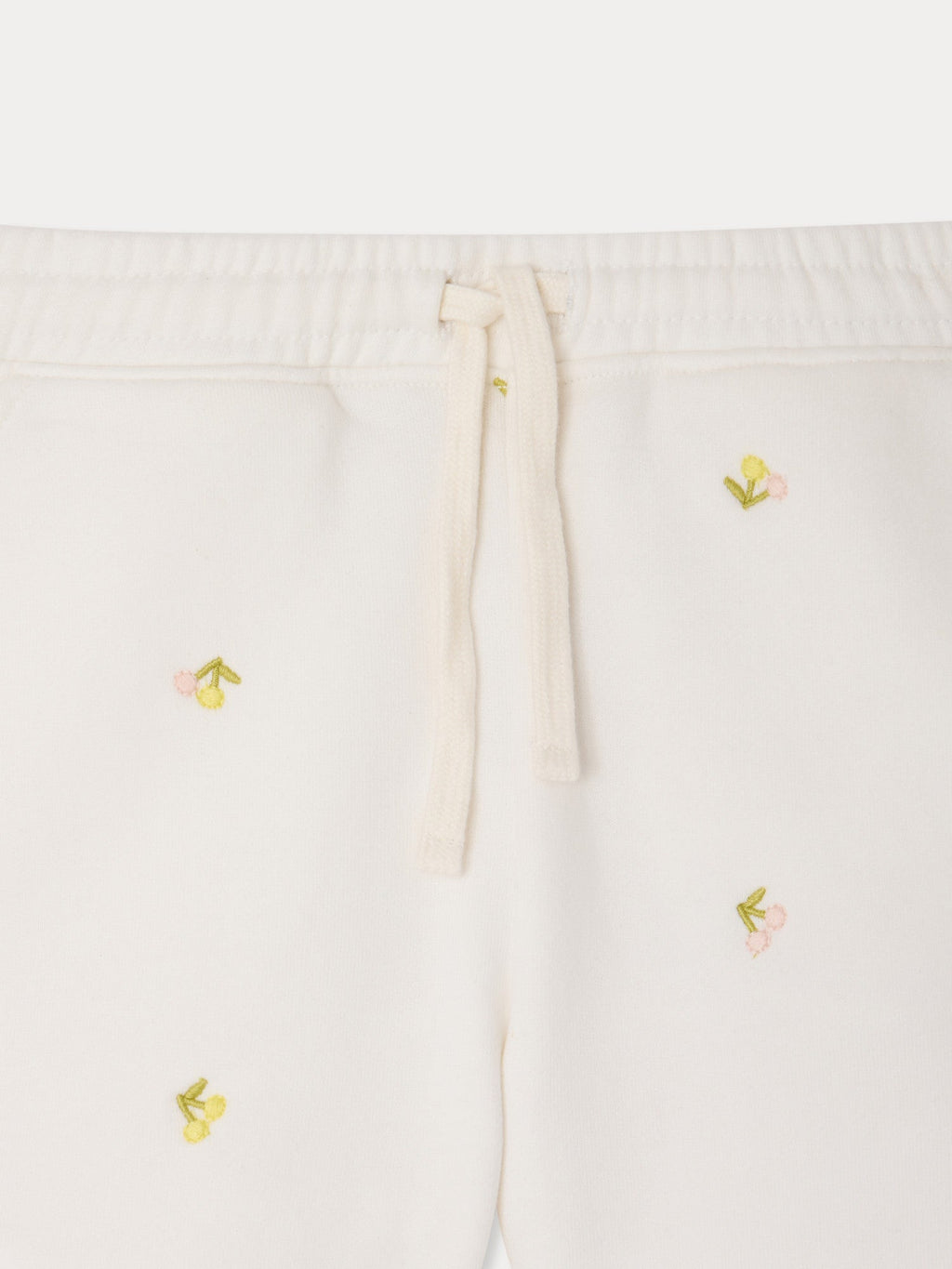 Short en molleton brodé de cerises en coton biologique
