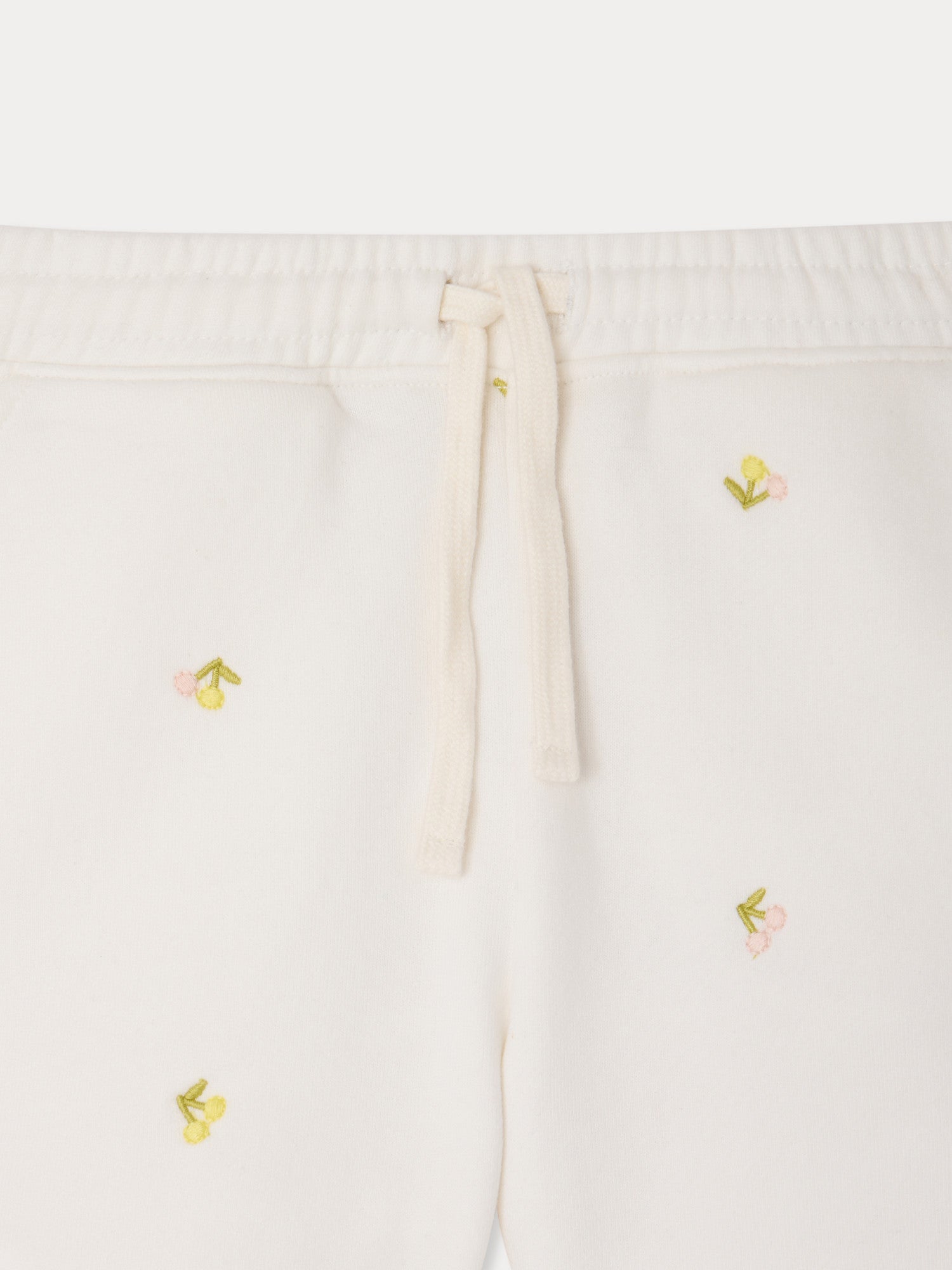 fleece shorts embroidered with cherries in organic cotton