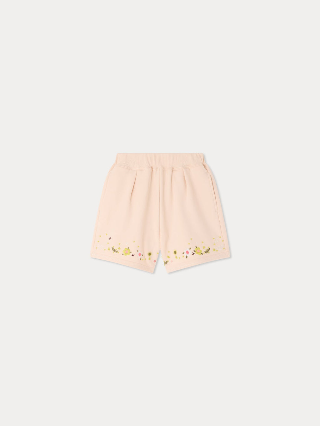 Shorts en molleton fleuri brodé main en coton biologique