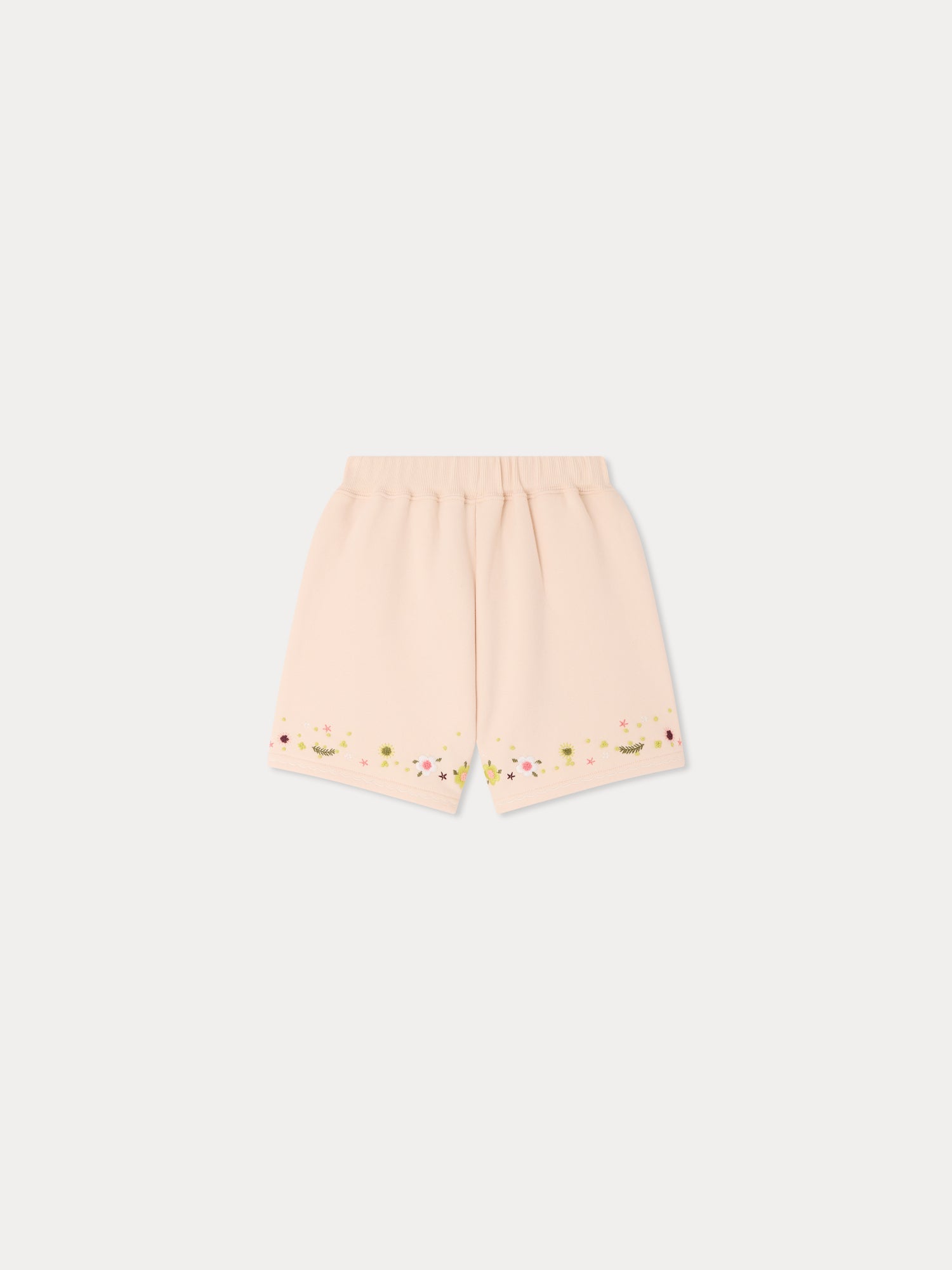 Shorts en molleton fleuri brodé main en coton biologique