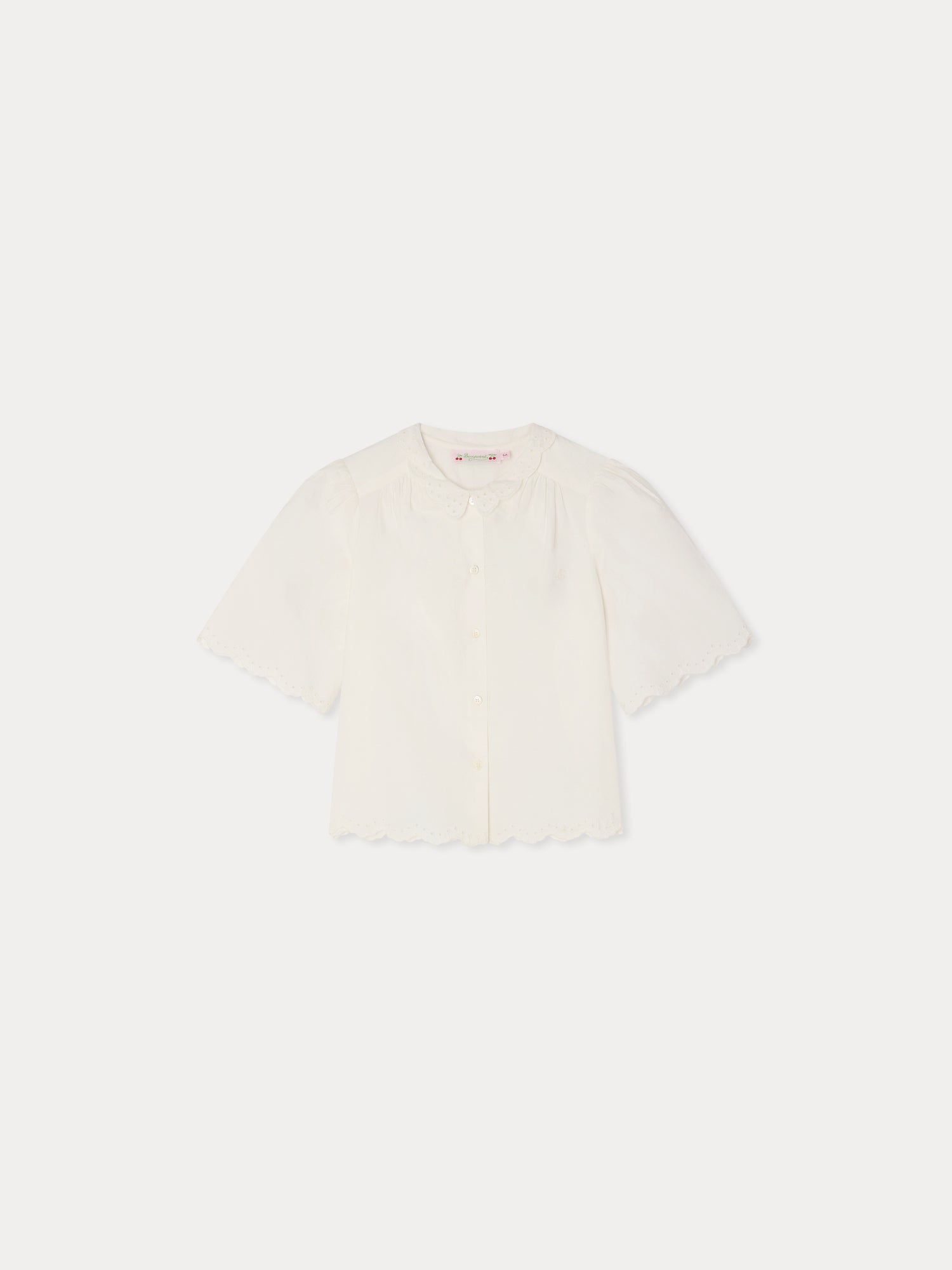 blouse with Peter Pan collar and broderie ang e in organic cotton