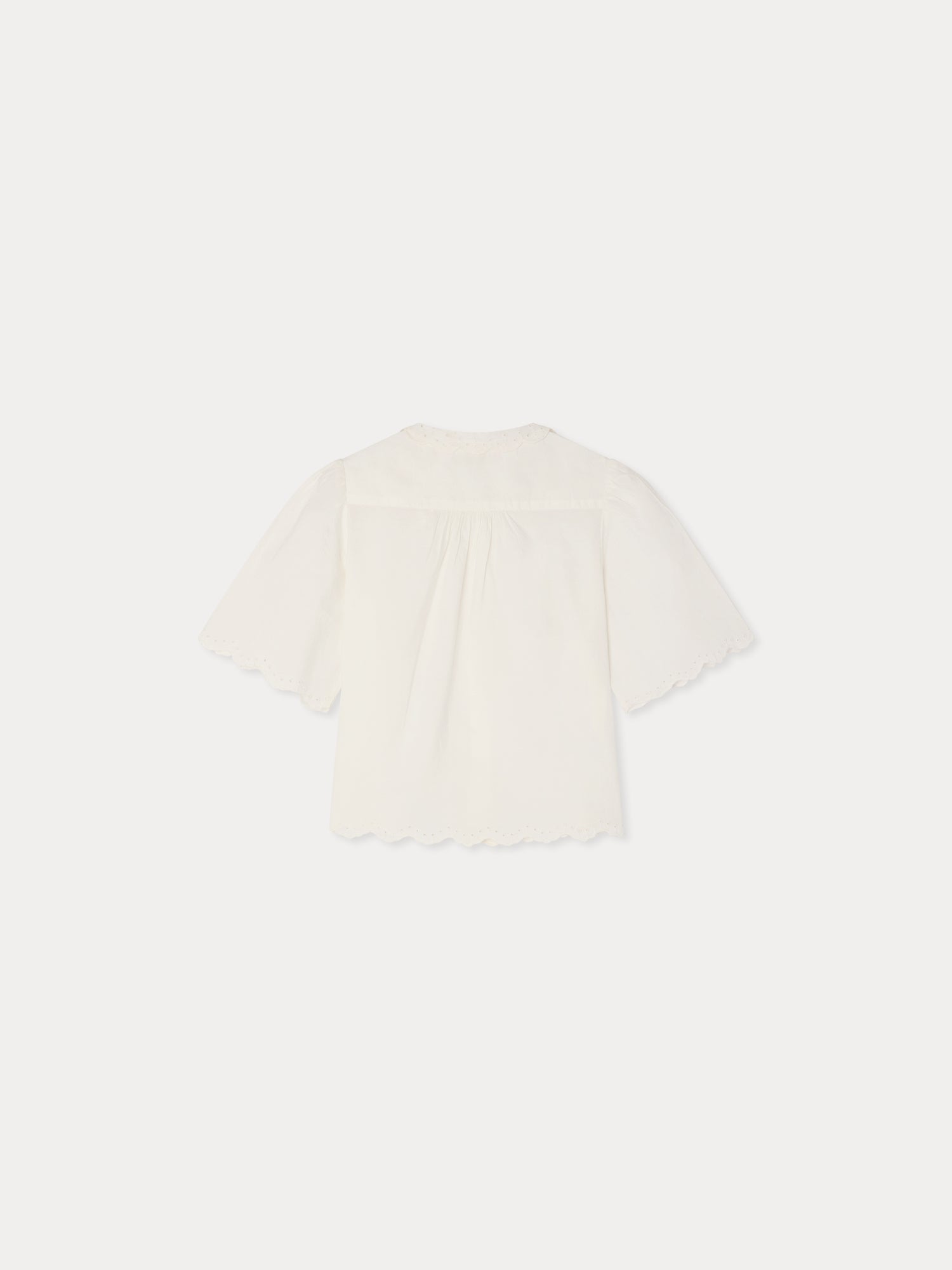 blouse with Peter Pan collar and broderie ang e in organic cotton