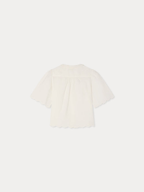 blouse en coton biologique avec col Claudine et broderie anglaise