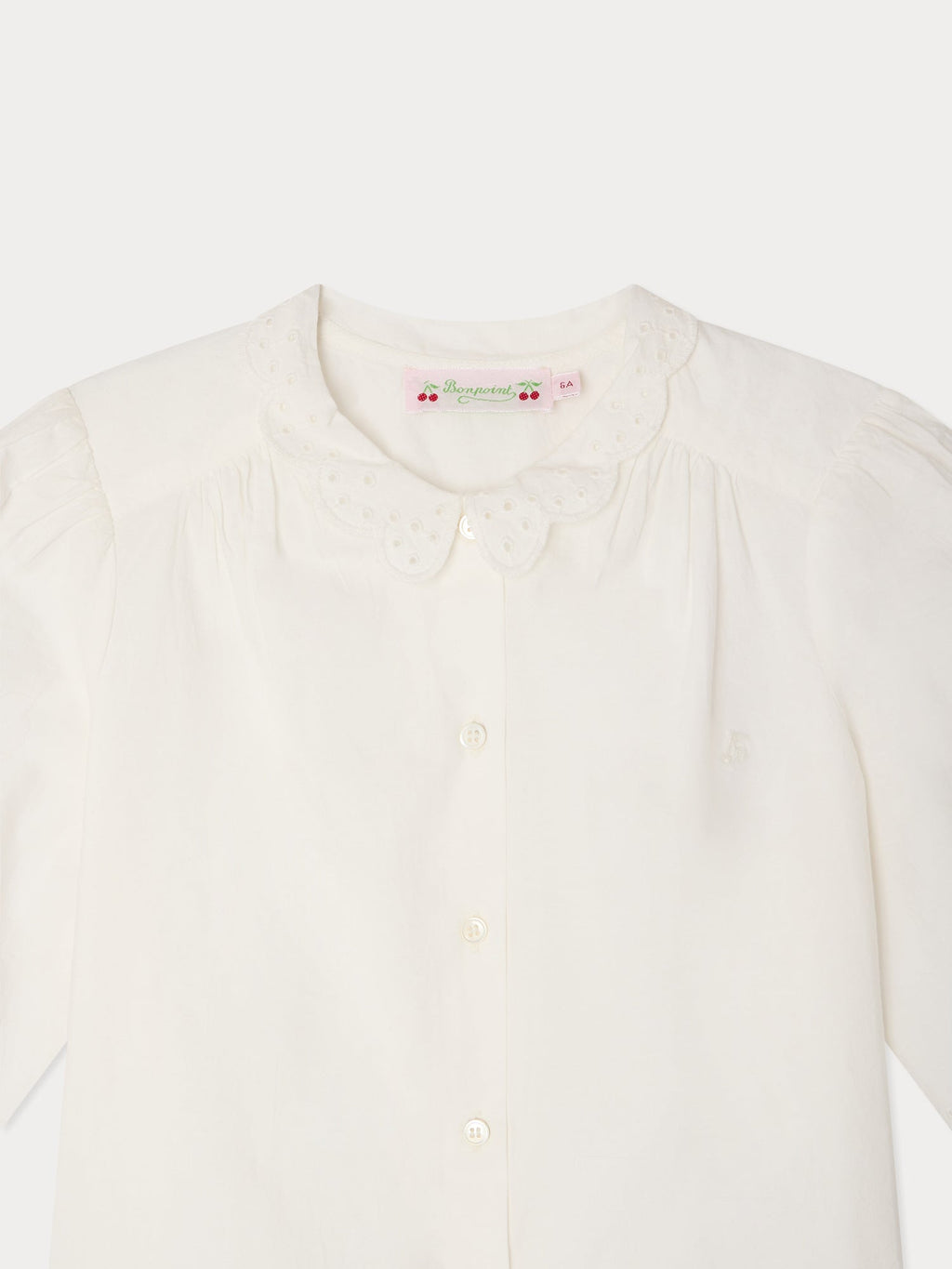 blouse en coton biologique avec col Claudine et broderie anglaise