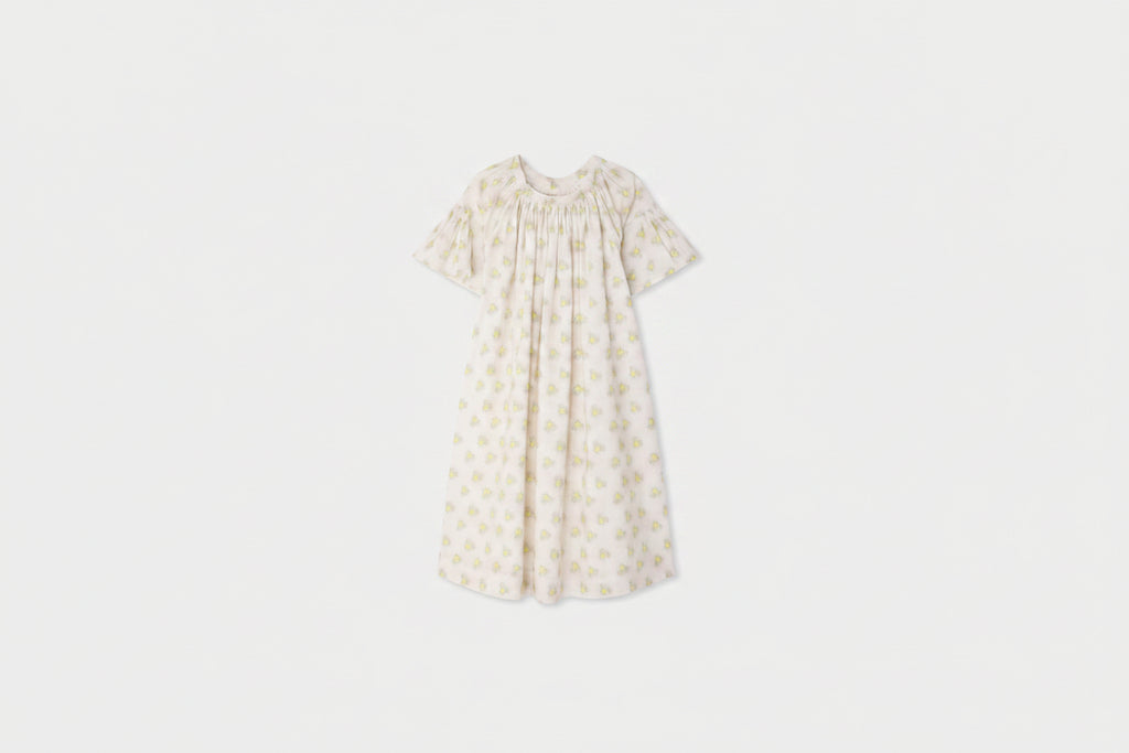 smocked dress in organic cotton