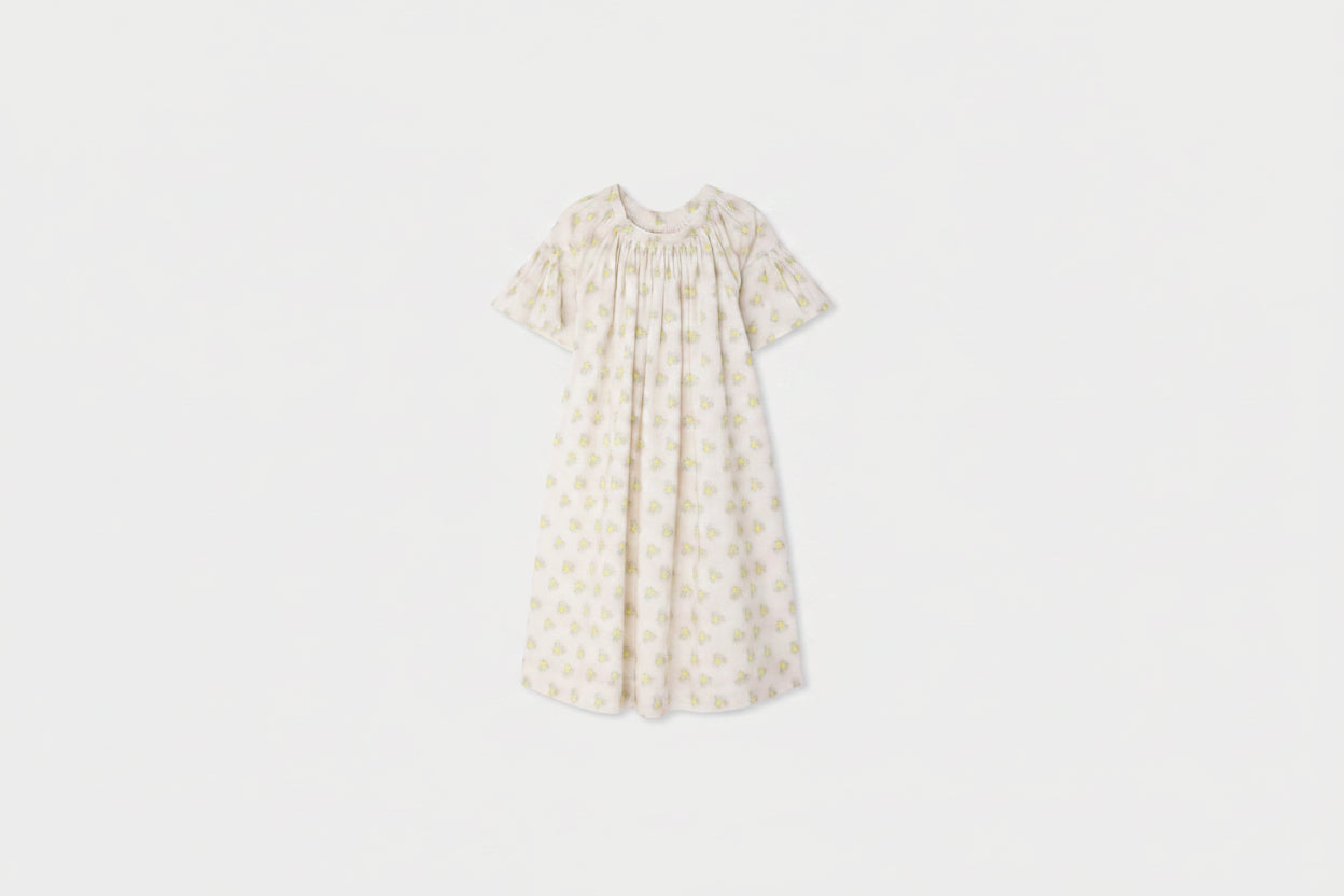 smocked dress in organic cotton
