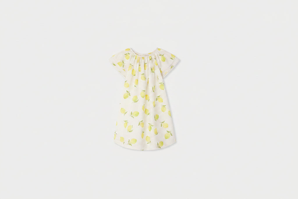 Smocked dress in organic cotton poplin