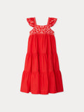 Robe en coton biologique brodée main avec volants