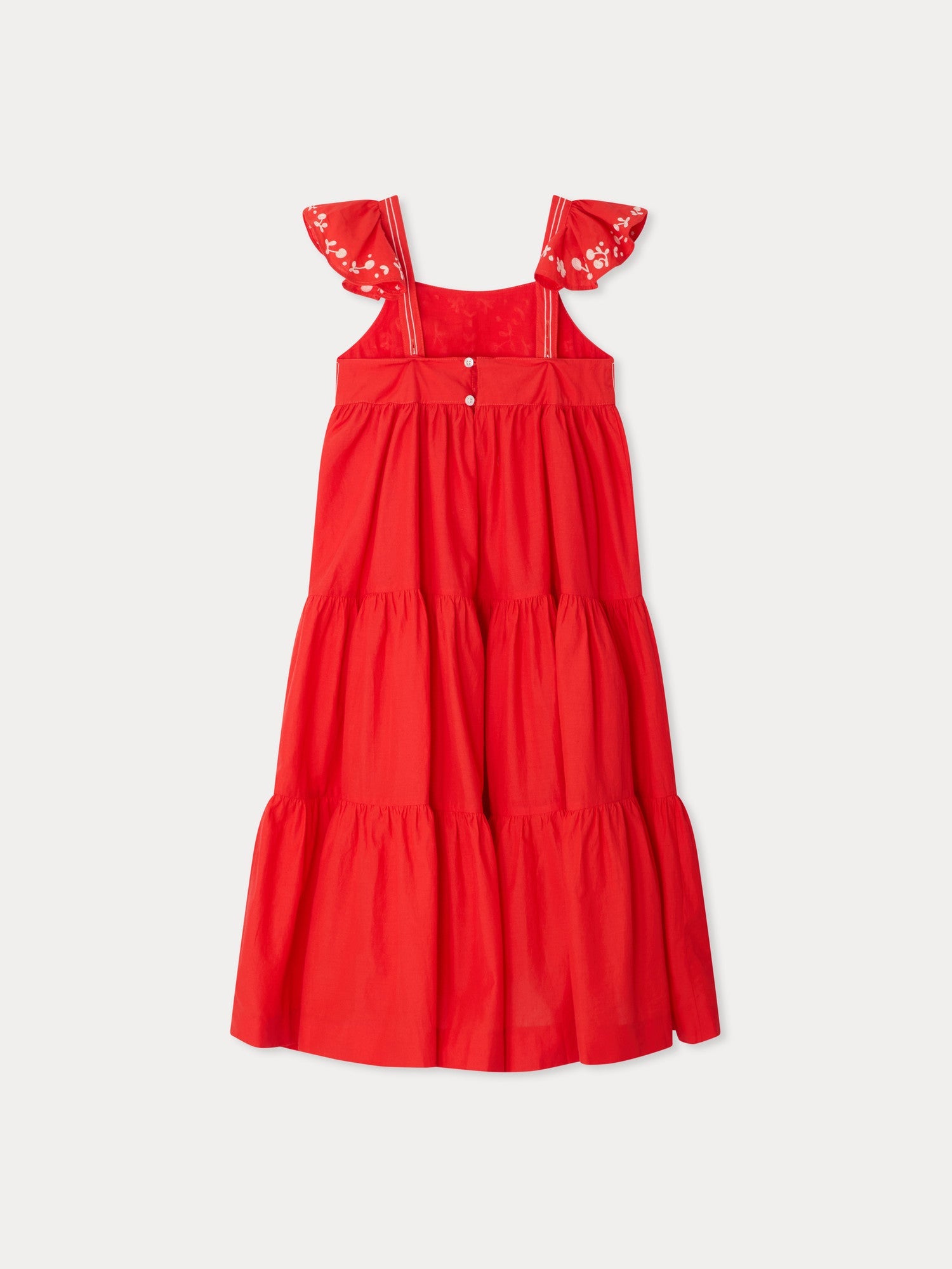 Robe en coton biologique brodée main avec volants