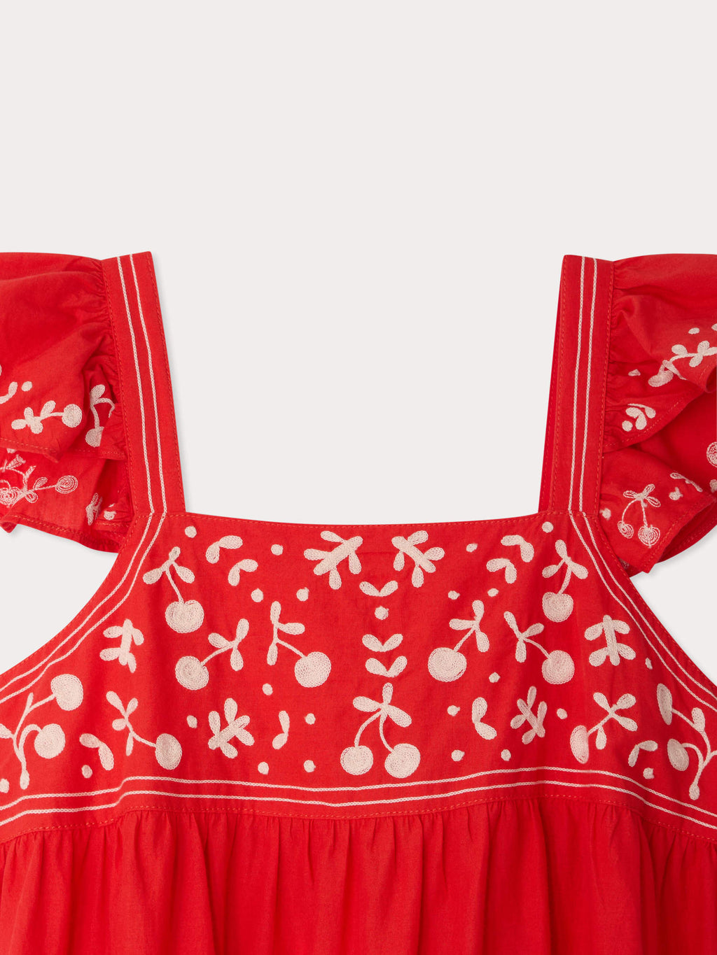 Robe en coton biologique brodée main avec volants