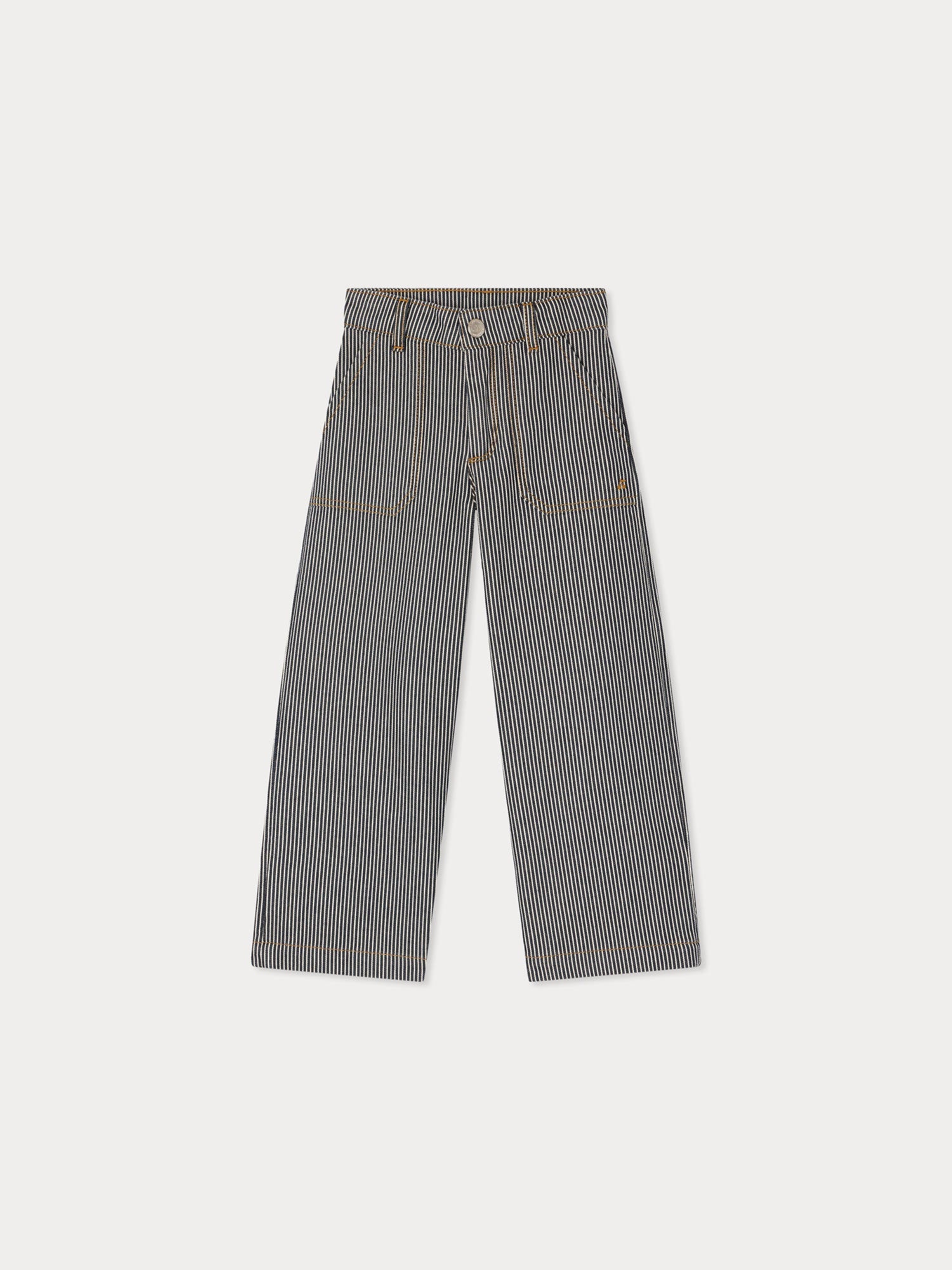 striped denim trousers in organic cotton