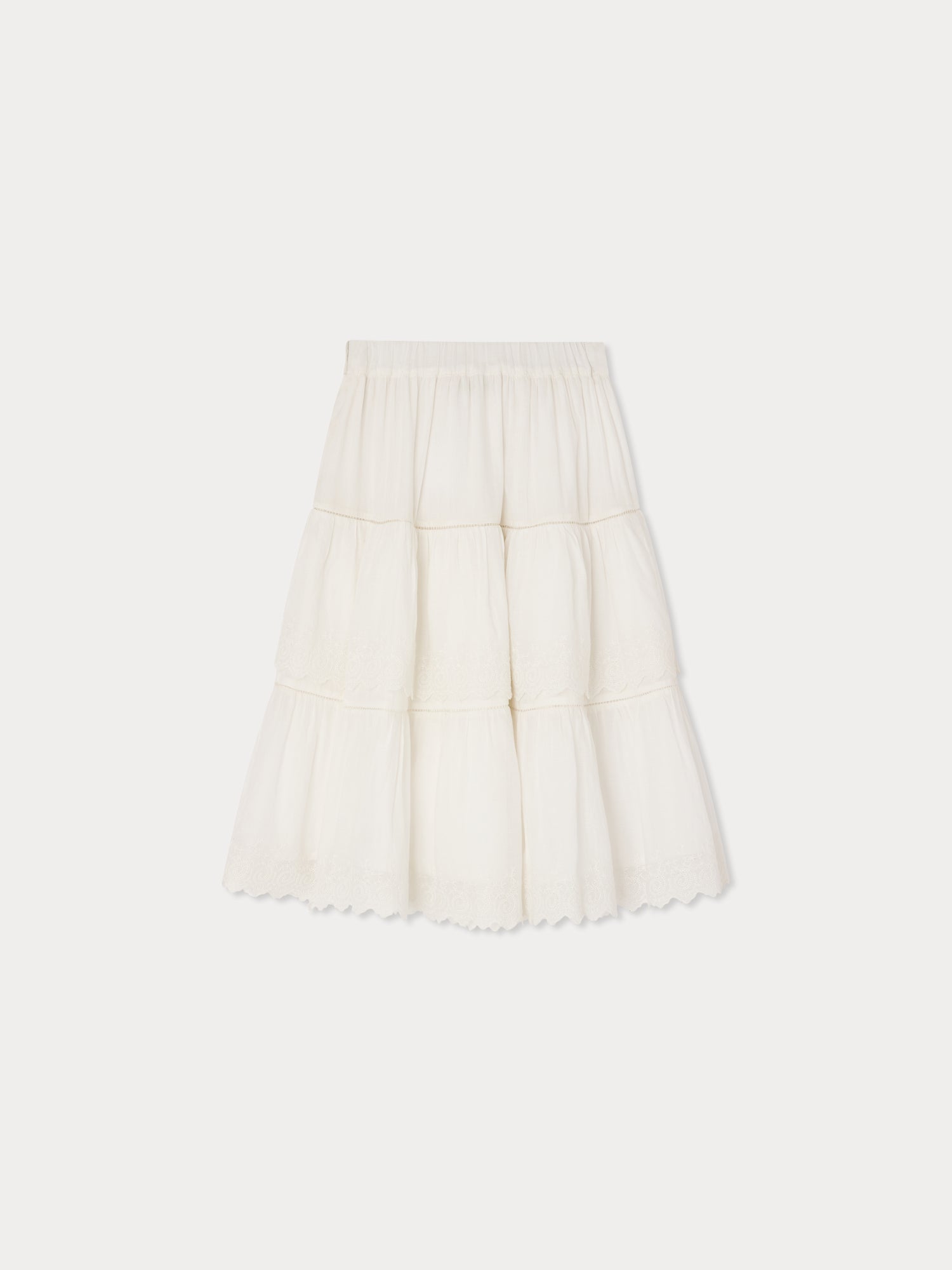 skirt with broderie ang e in organic cotton