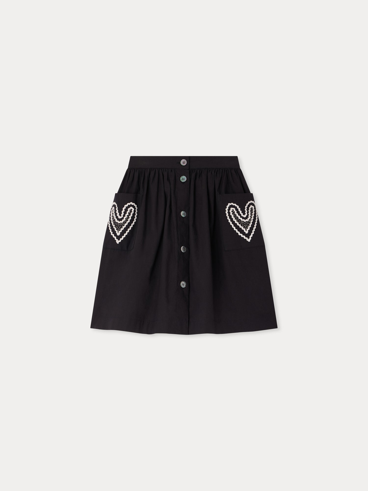 skirt hand-embroidered in organic cotton poplin