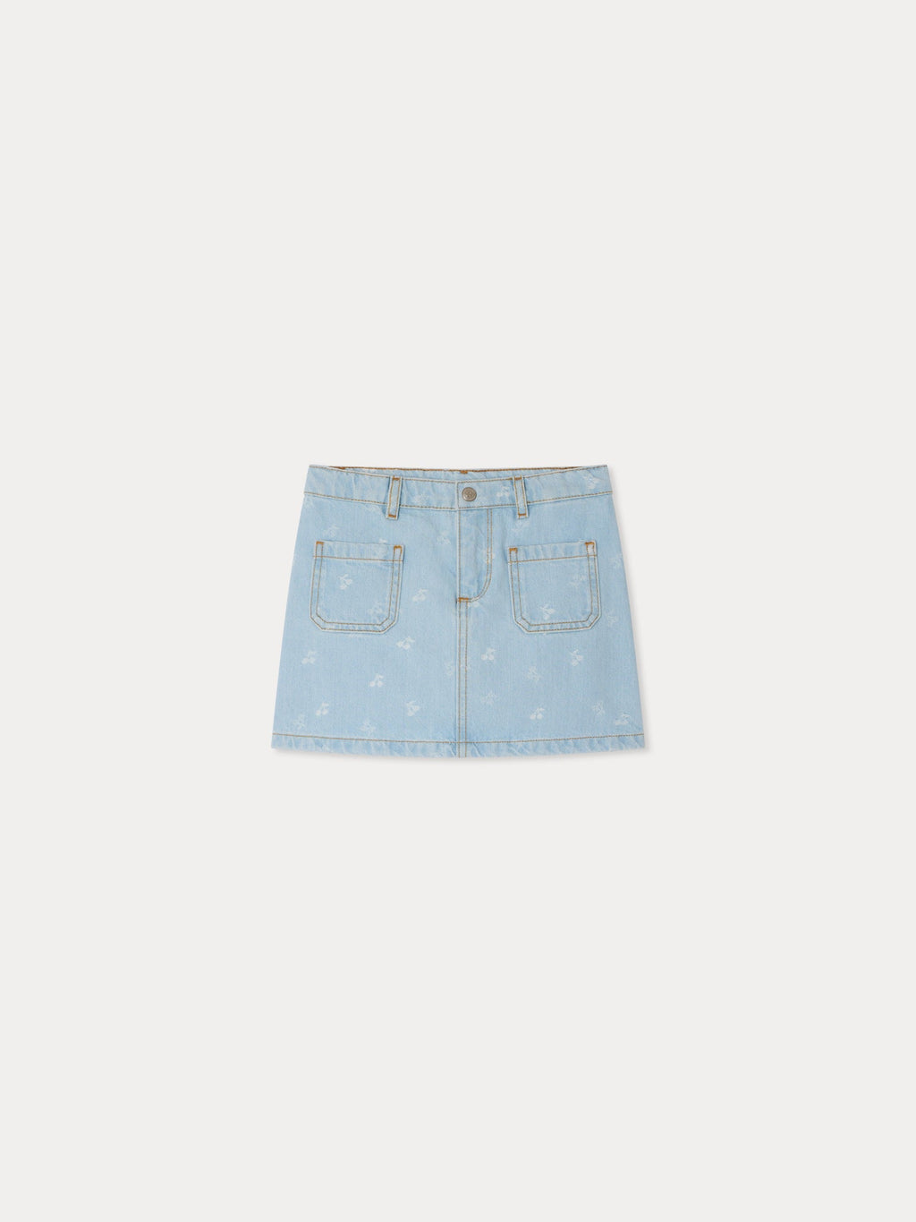 jupe en jean jacquard cerises
