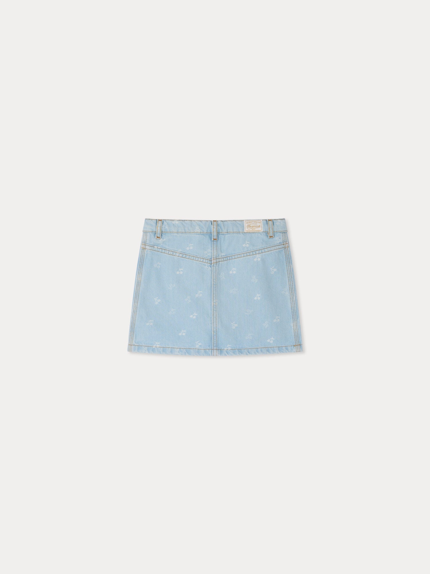 jupe en jean jacquard cerises
