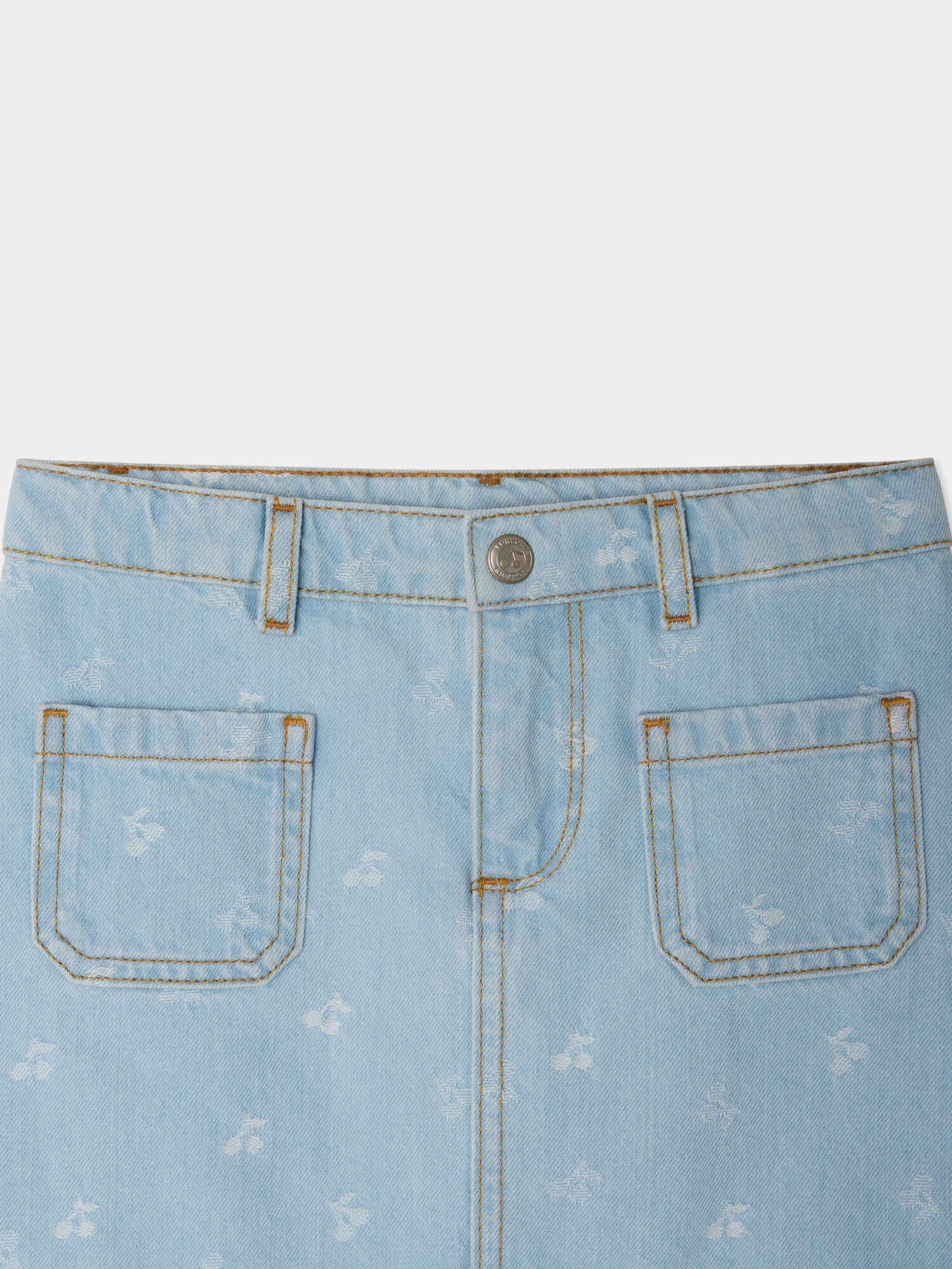 jupe en jean jacquard cerises