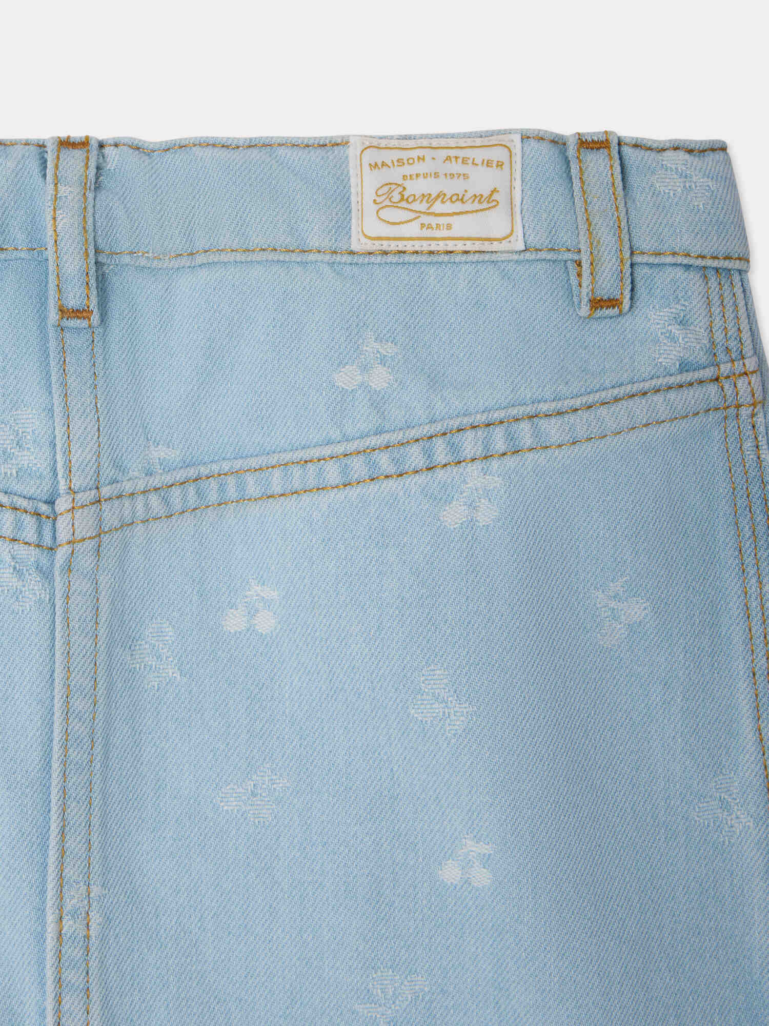 jupe en jean jacquard cerises