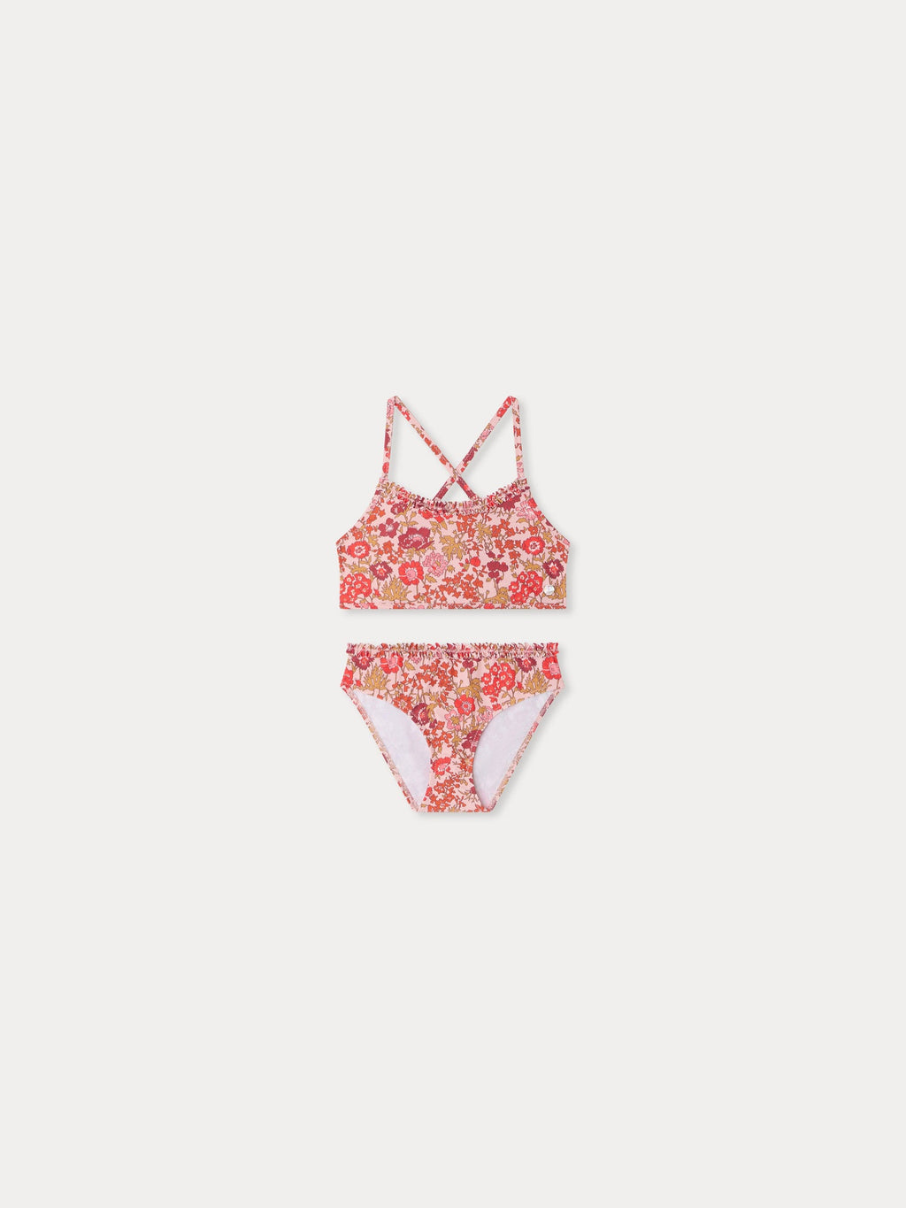maillot de bain deux-pièces à fleurs roses en tissu