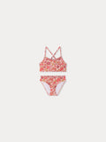 maillot de bain deux-pièces à fleurs roses en tissu