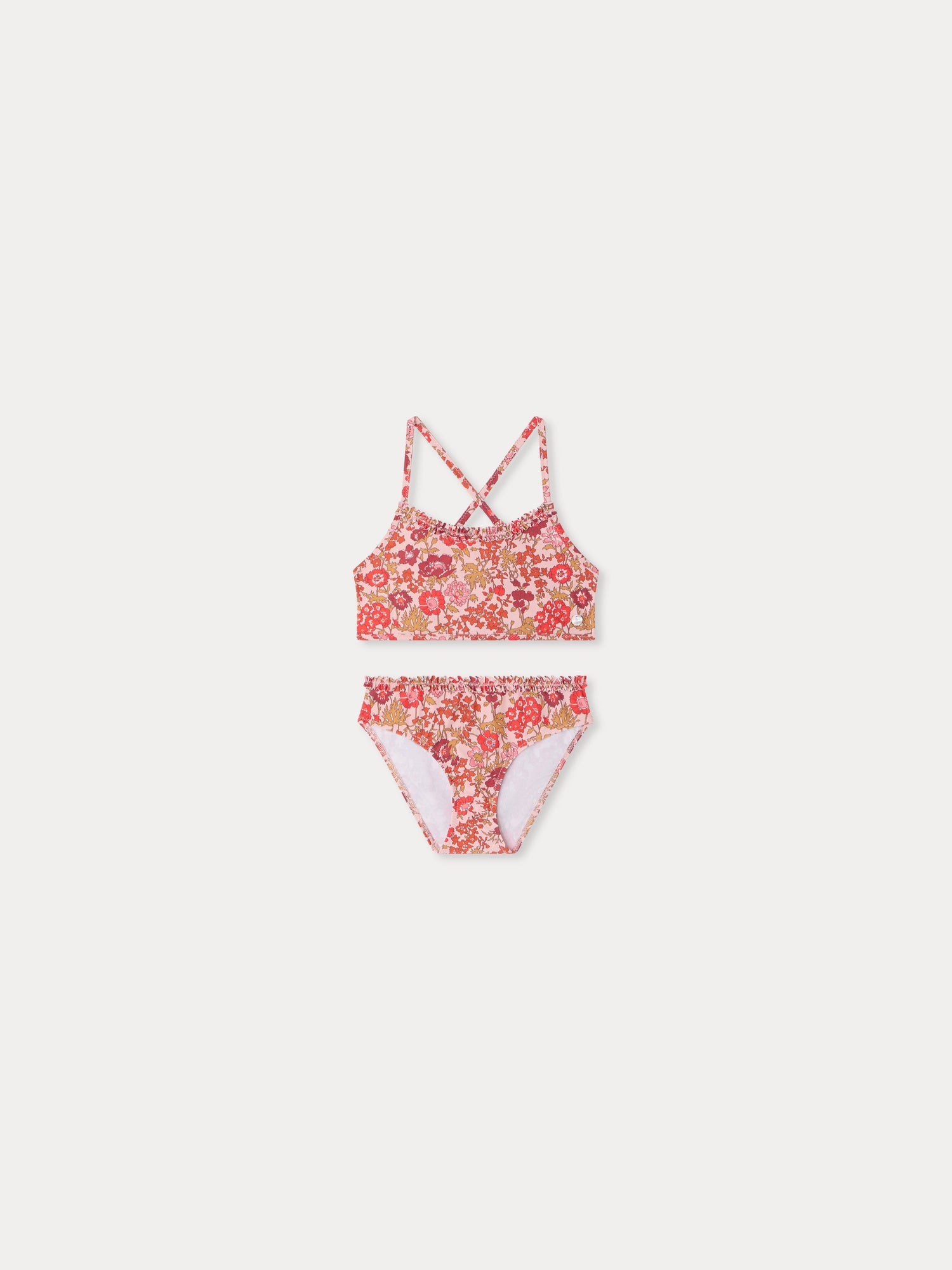 maillot de bain deux-pièces à fleurs roses en tissu