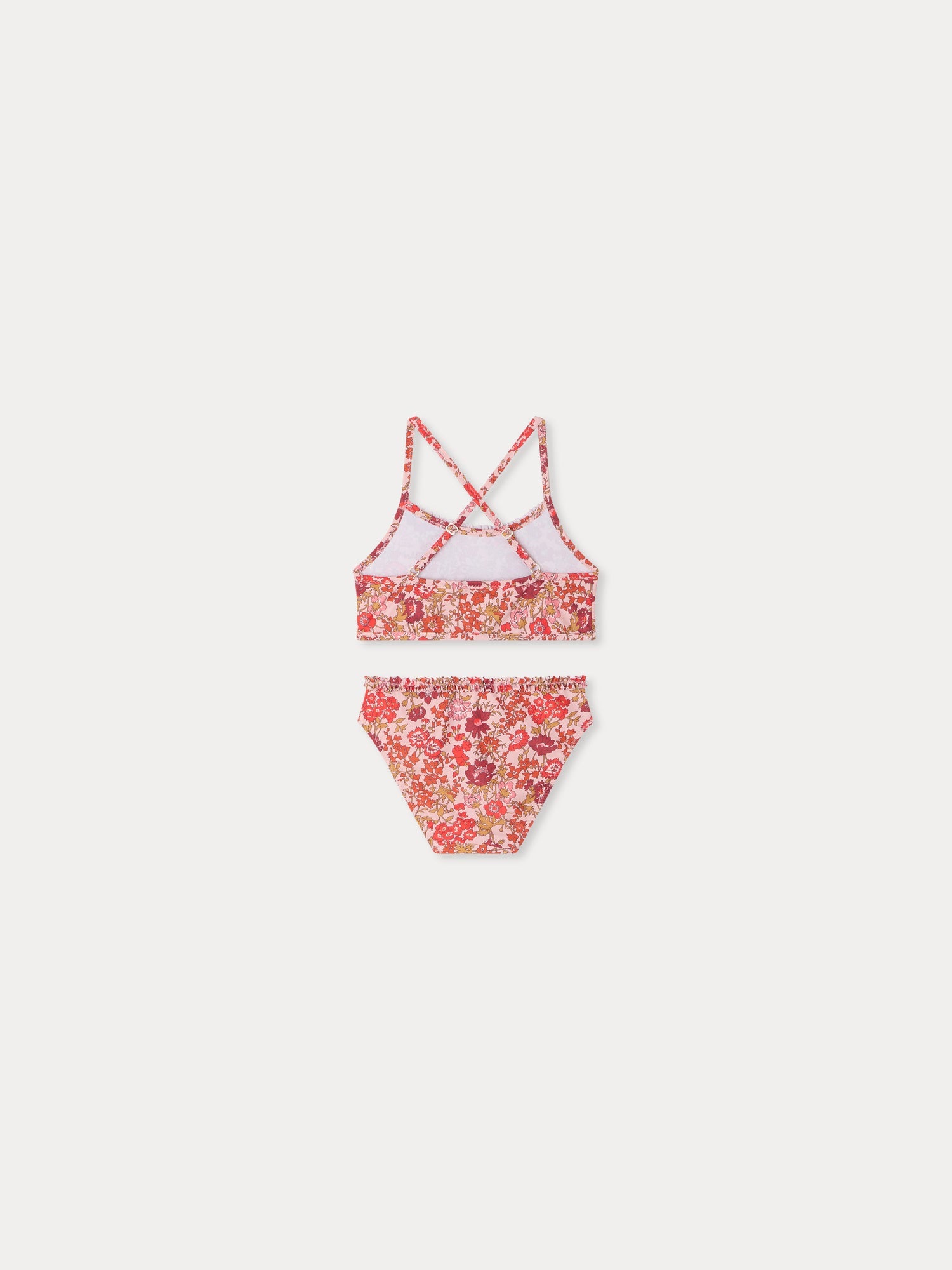 maillot de bain deux-pièces à fleurs roses en tissu