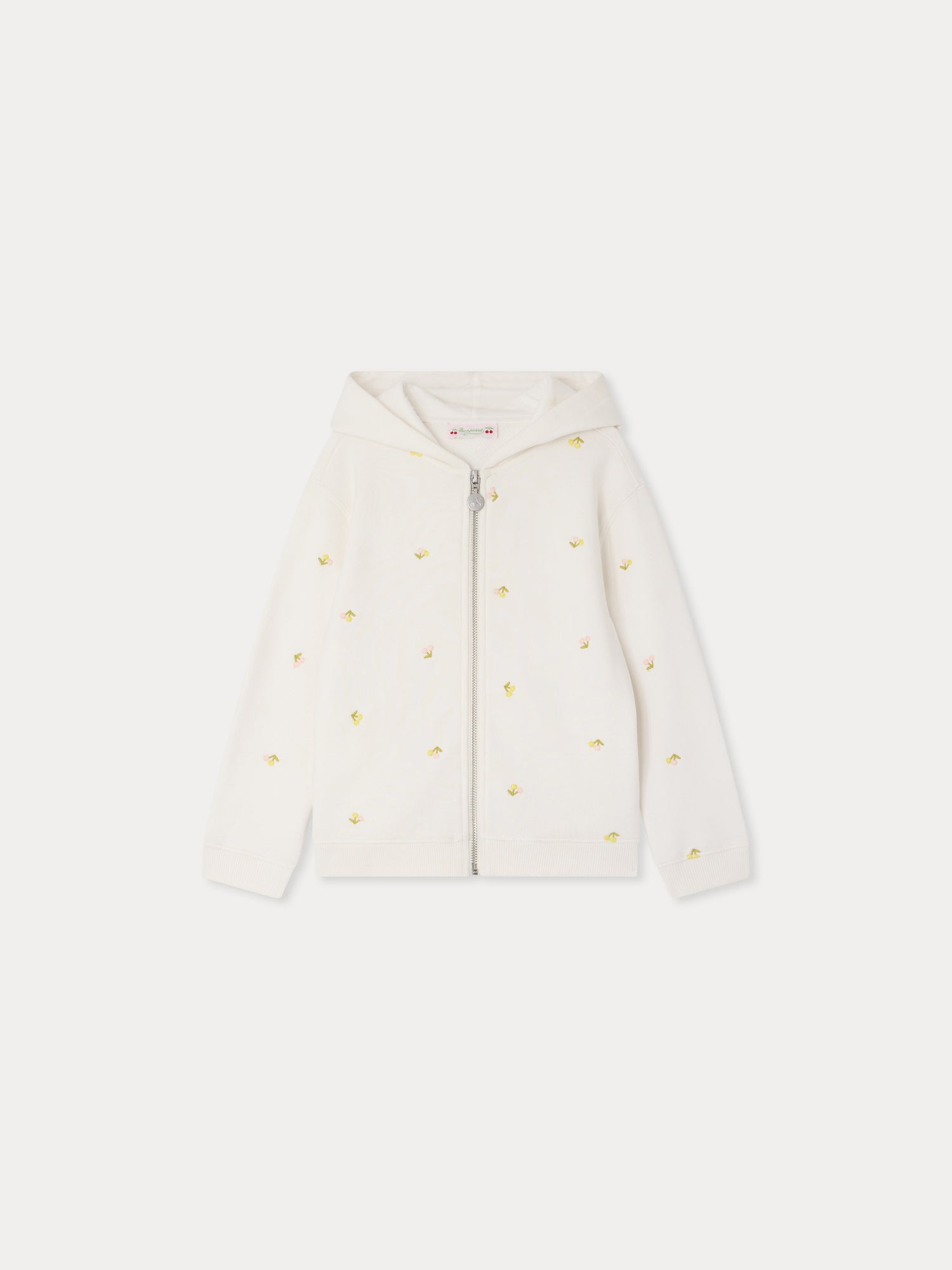 hoodie embroidered with cherries in organic cotton