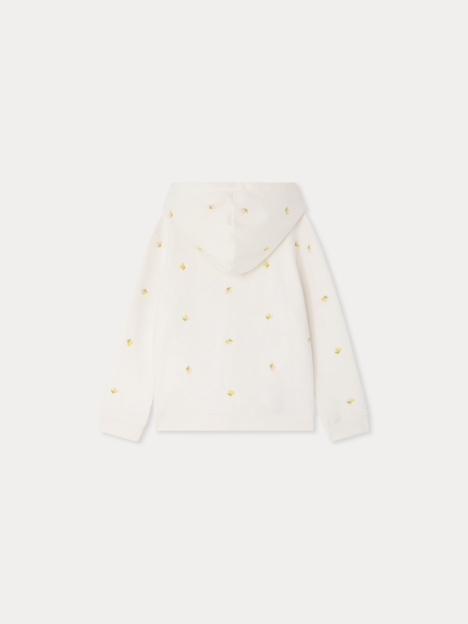 hoodie embroidered with cherries in organic cotton