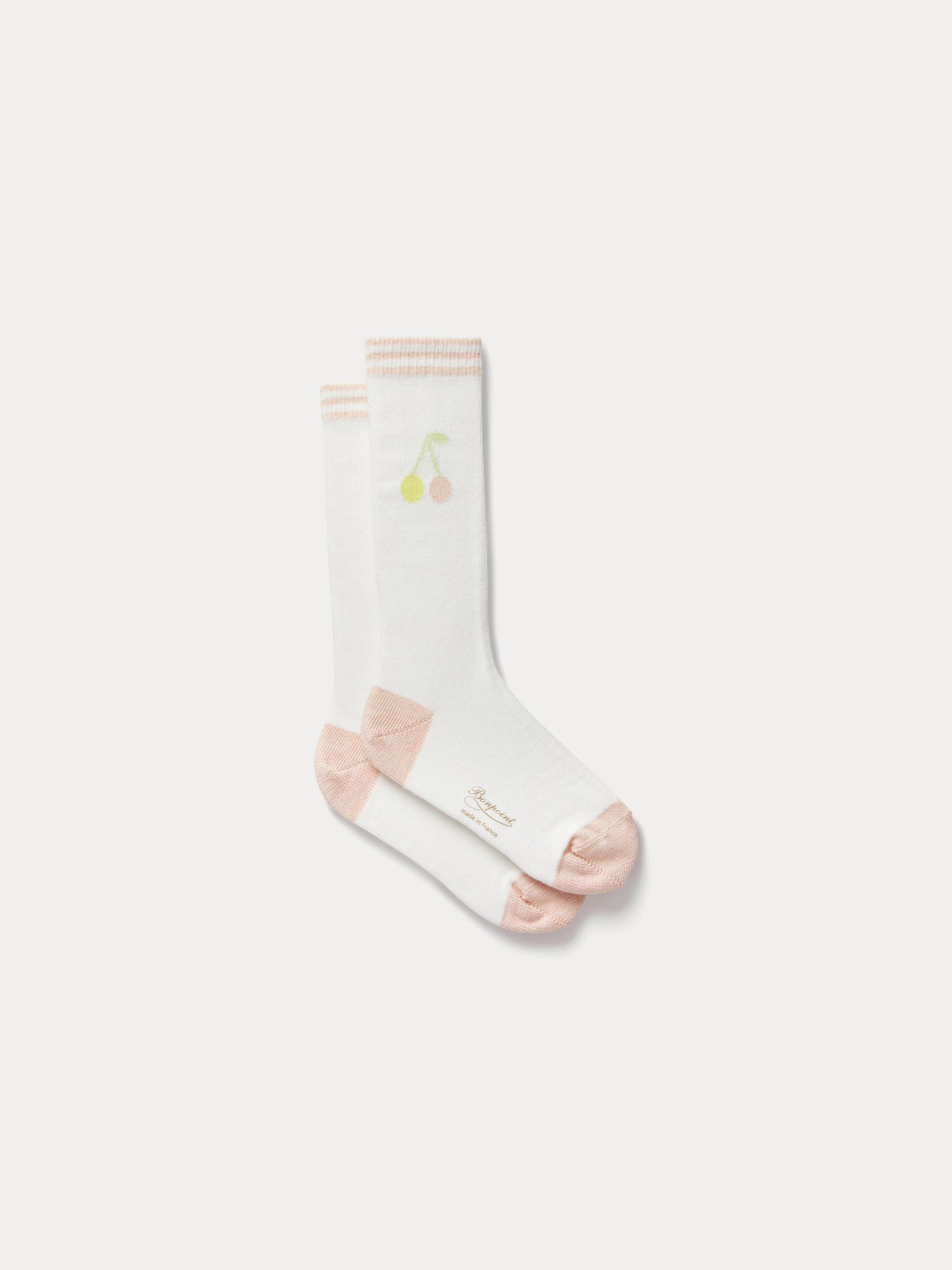 chaussettes blanc lait avec cerise