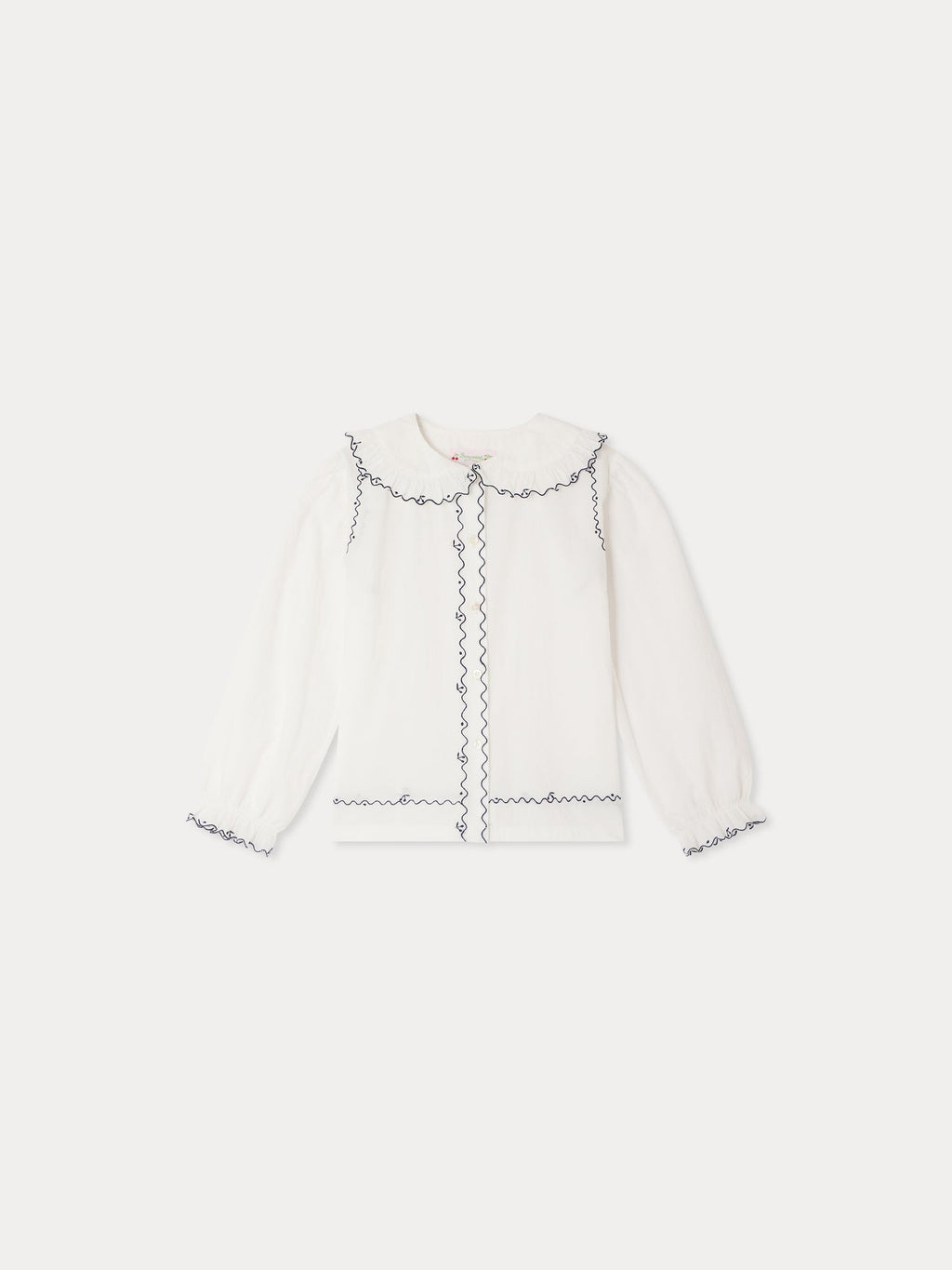 blouse à col Claudine brodée en coton biologique