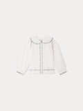 blouse à col Claudine brodée en coton biologique