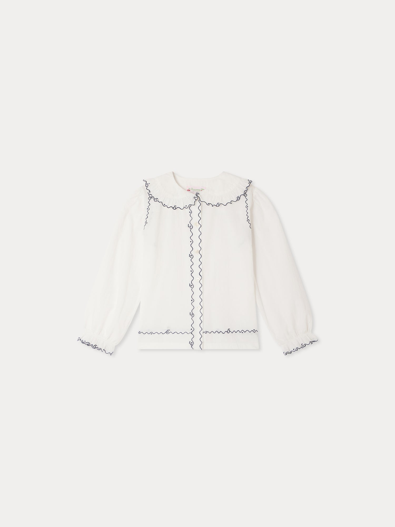 blouse with Peter Pan collar embroidery in organic cotton