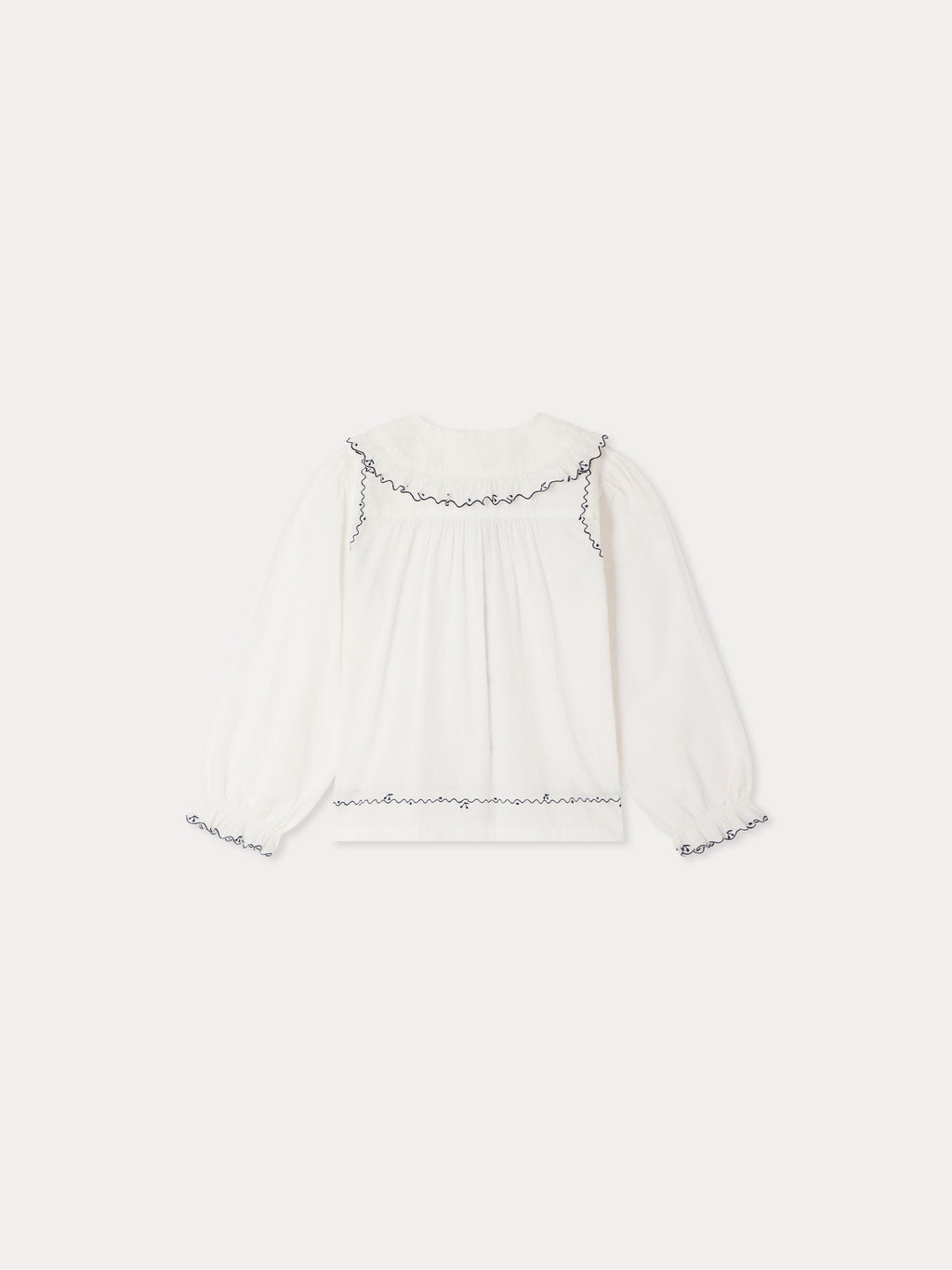 blouse à col Claudine brodée en coton biologique